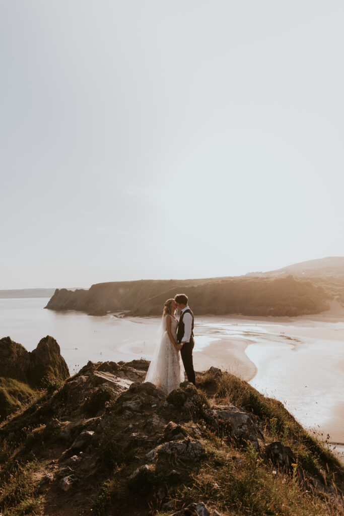 couple portrait on three cliffs bay, Swansea