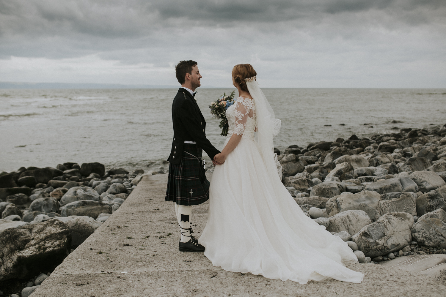 bride and groom beach portraits