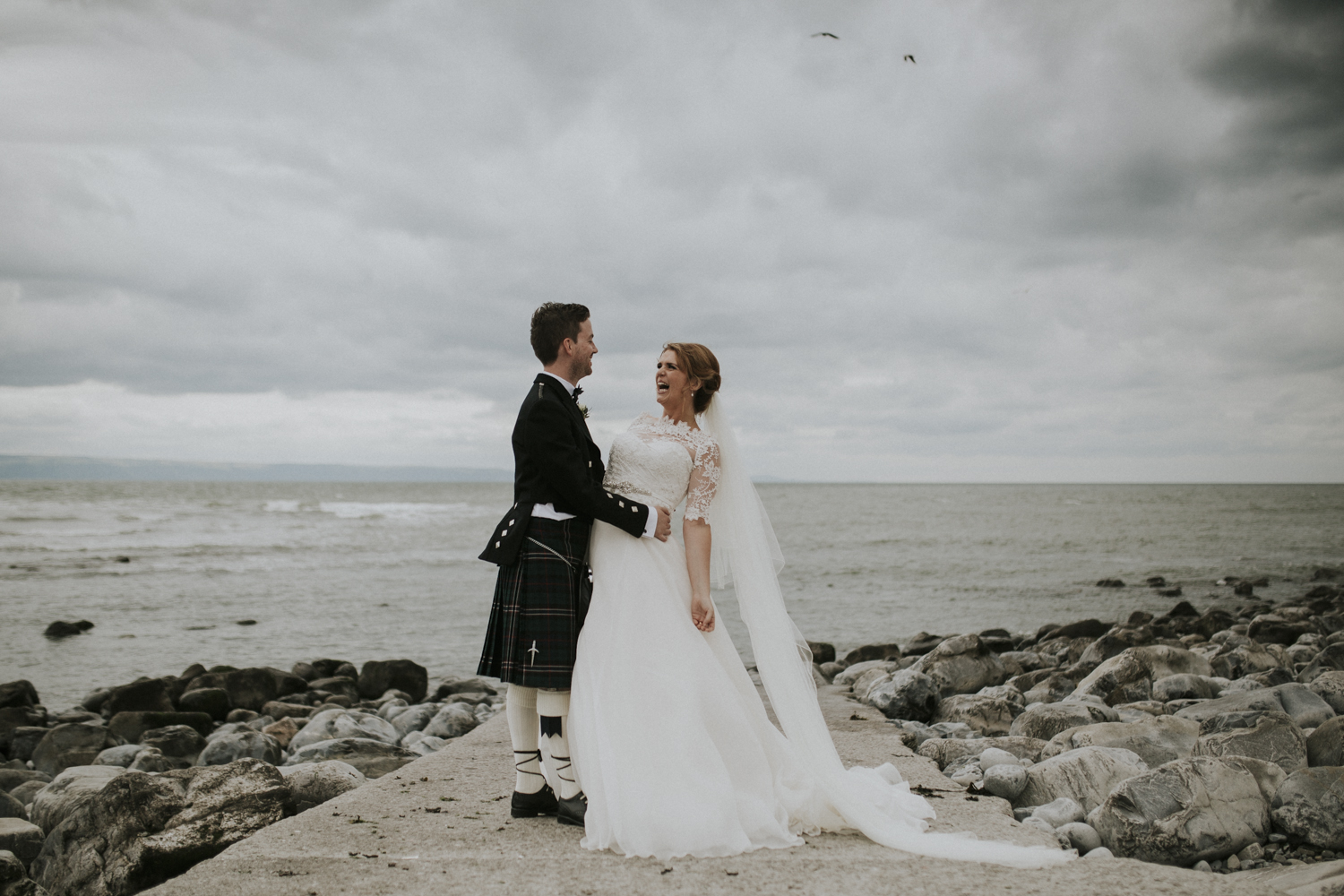 bride and groom beach portraits