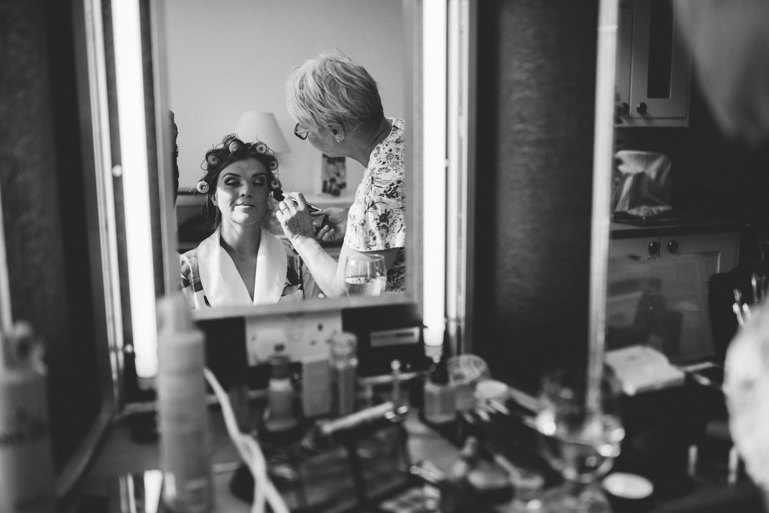 bride getting make-up done