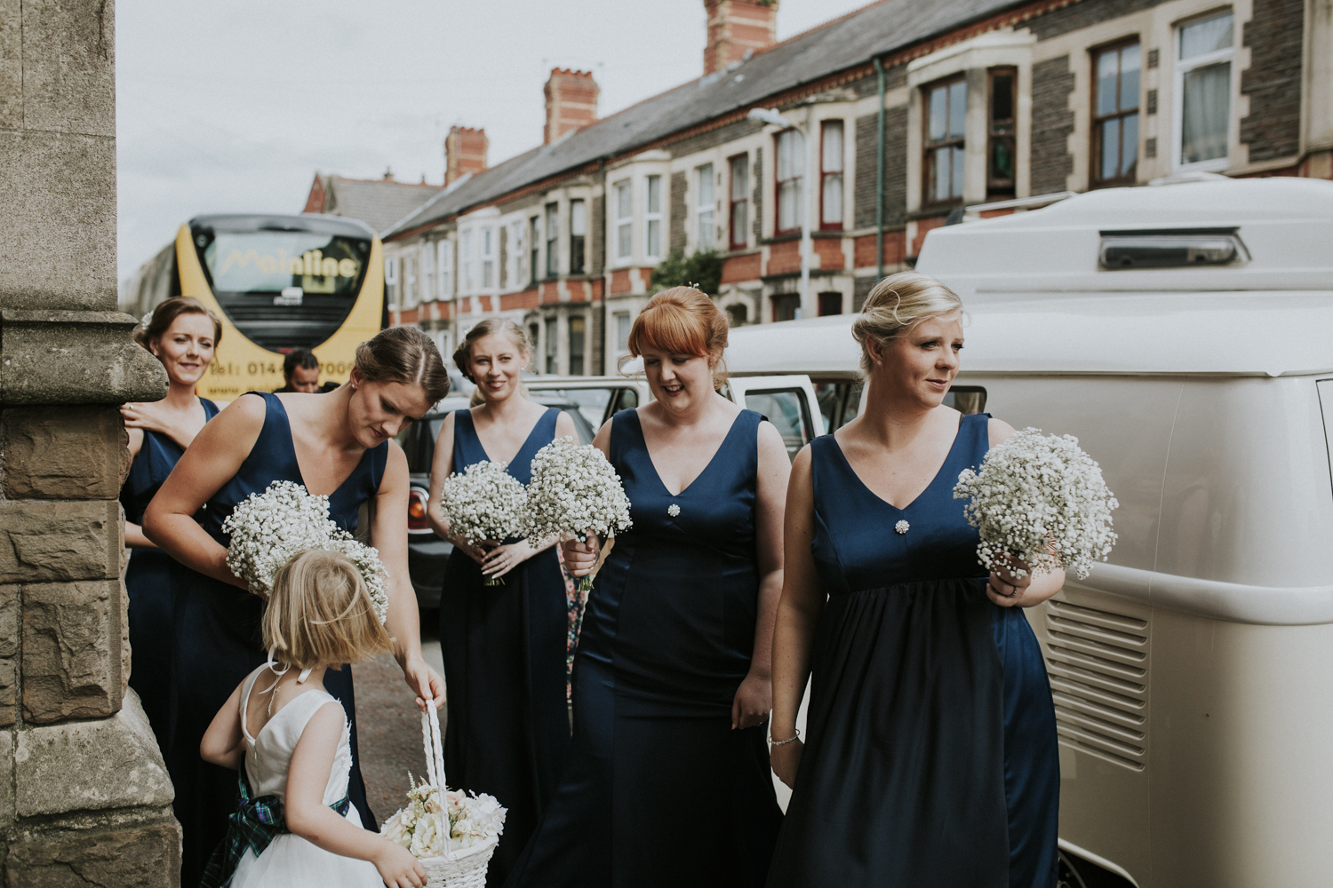 bridesmaids arrived at church