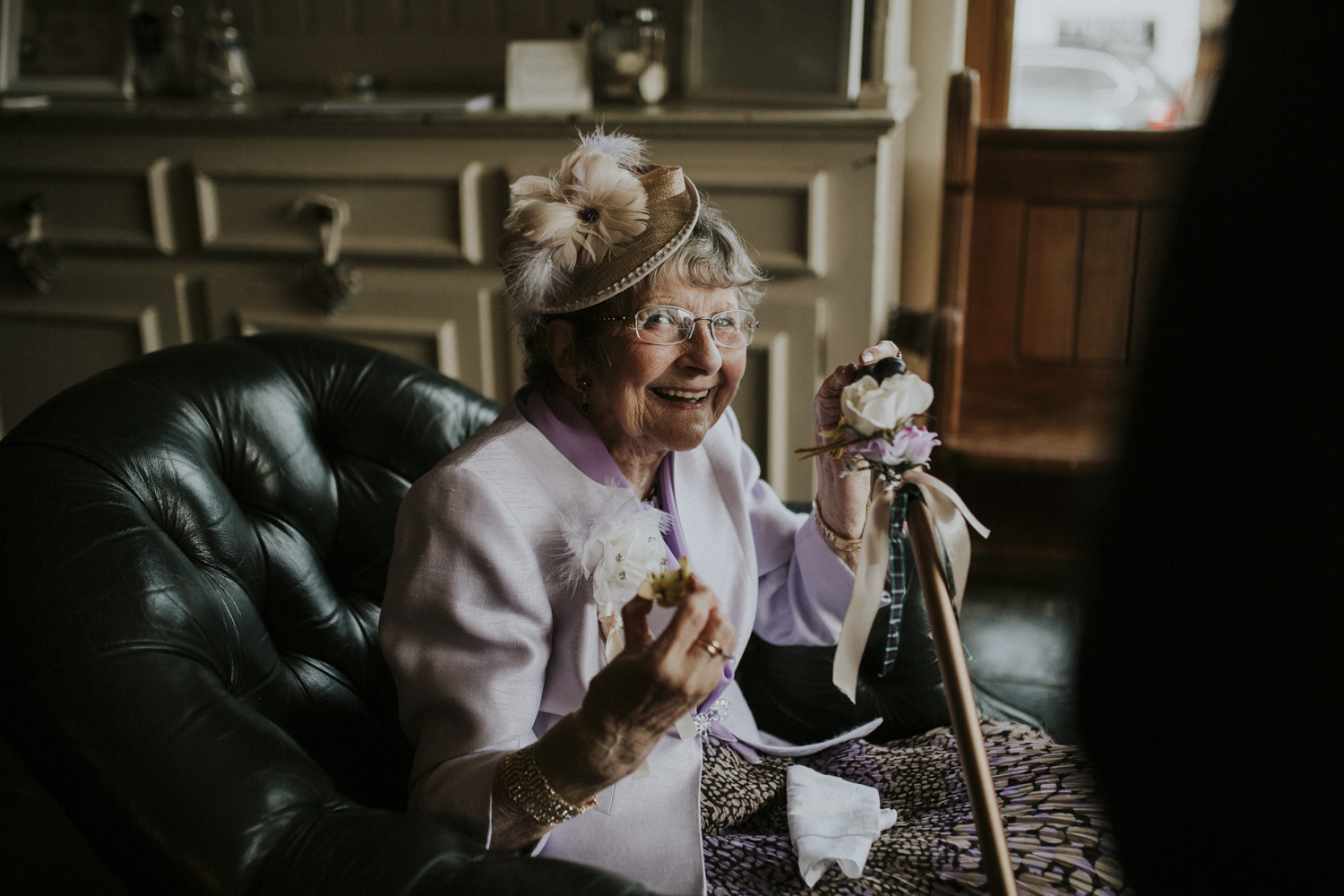 nan eating welsh cake in wedding