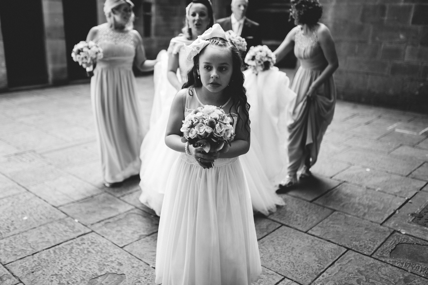 nervous little girl at wedding