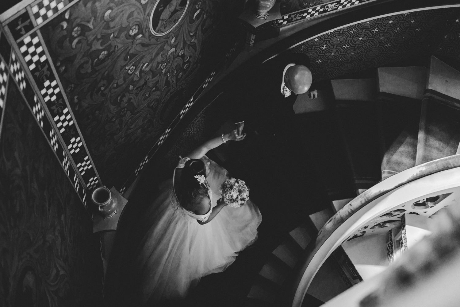 couple on staircase