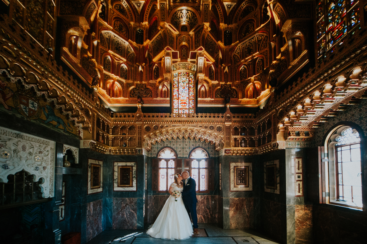 bride and groom portrait cardiff castle