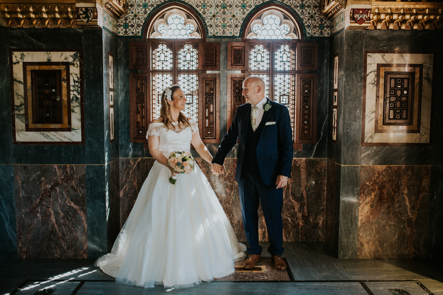 bride and groom portrait cardiff castle