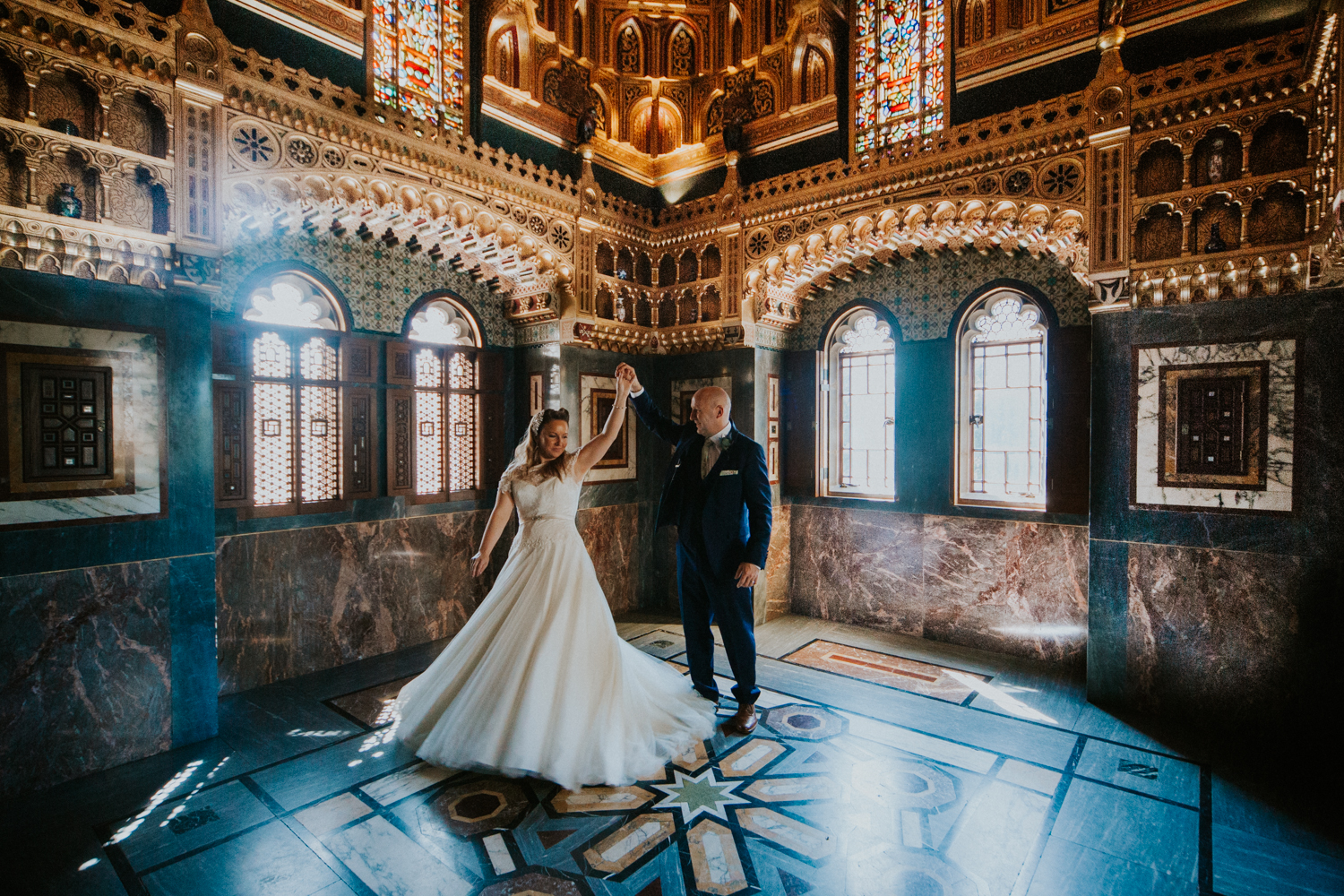 bride and groom portrait cardiff castle