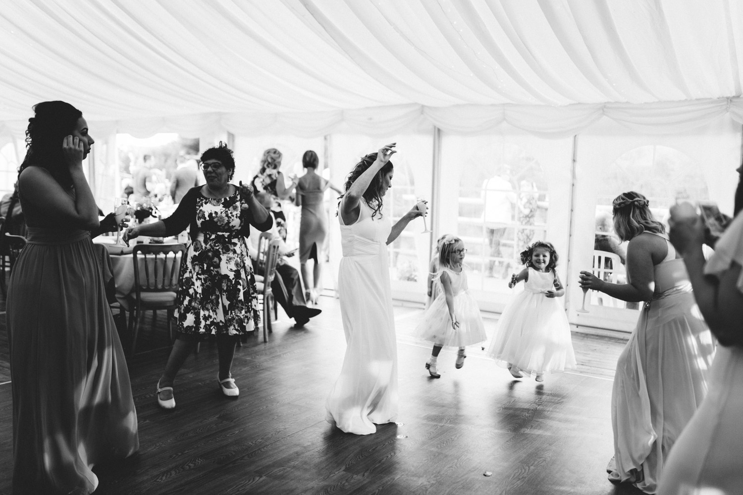 dancing wedding guests