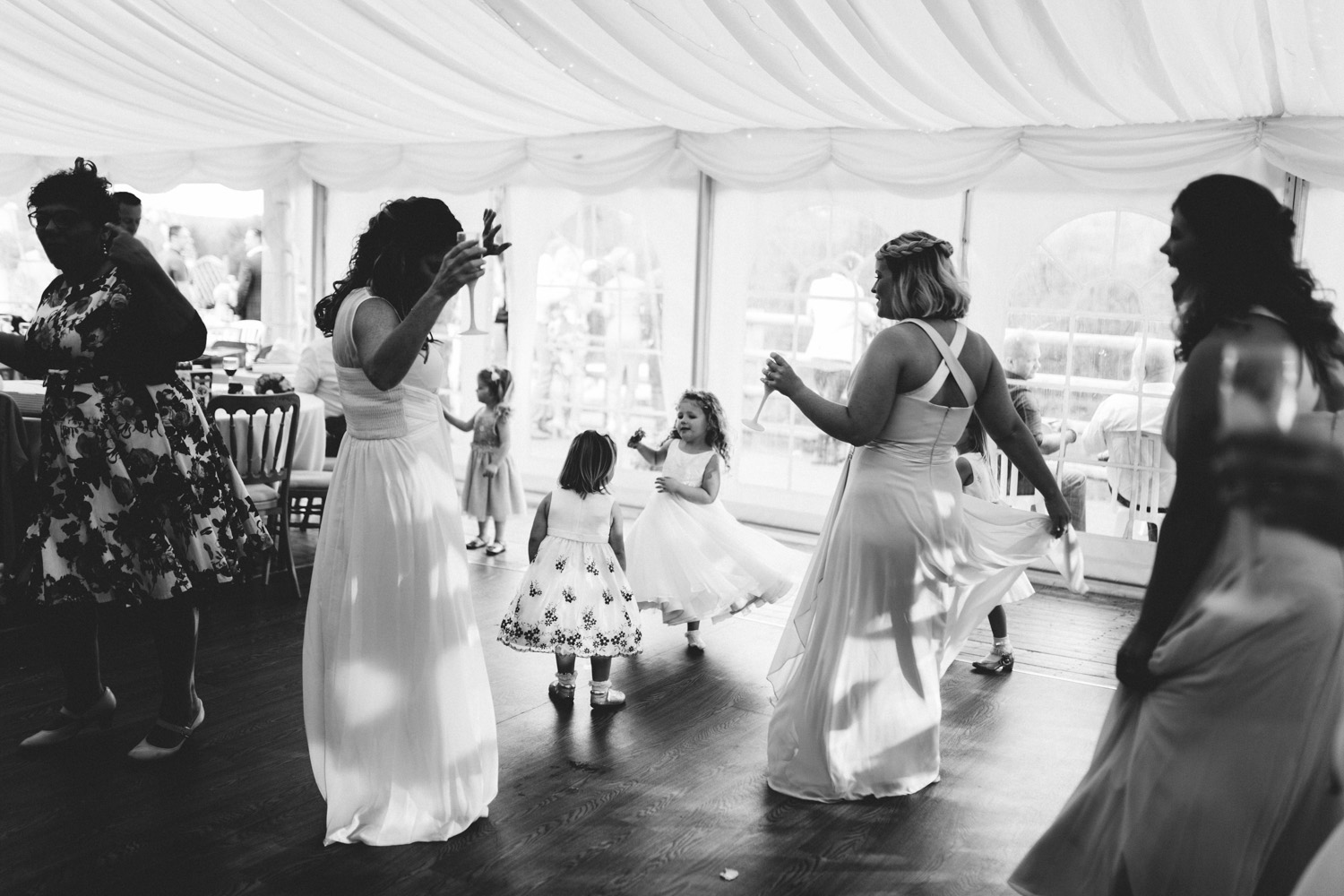 dancing wedding guests