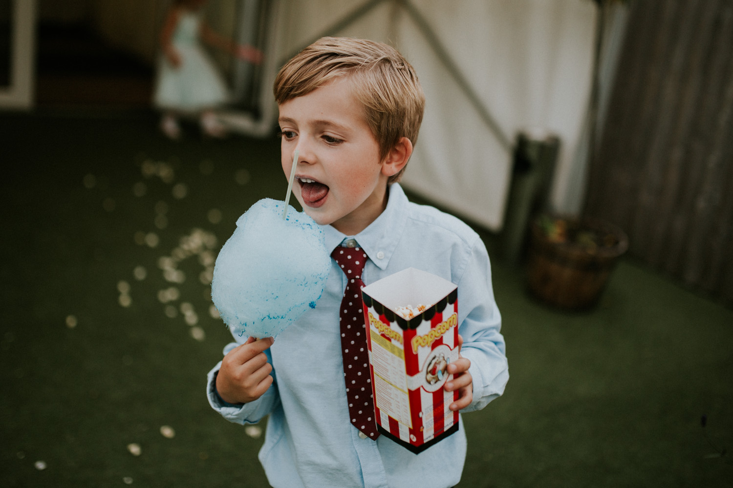 little boy with candy floss