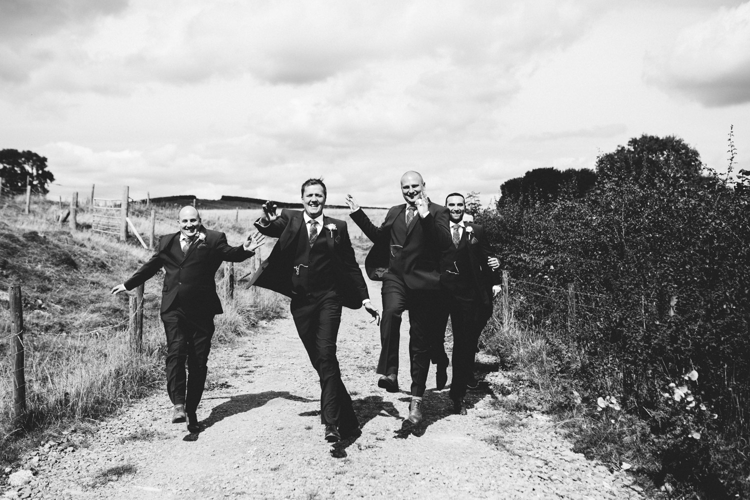 groomsmen skipping 