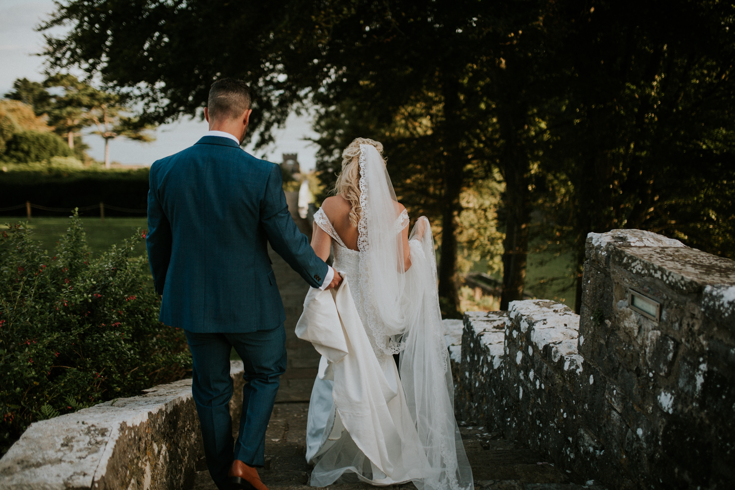 bride and groom walking