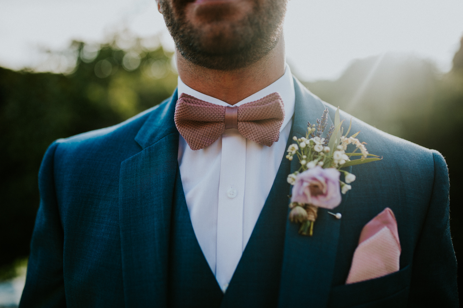 close up of groom details