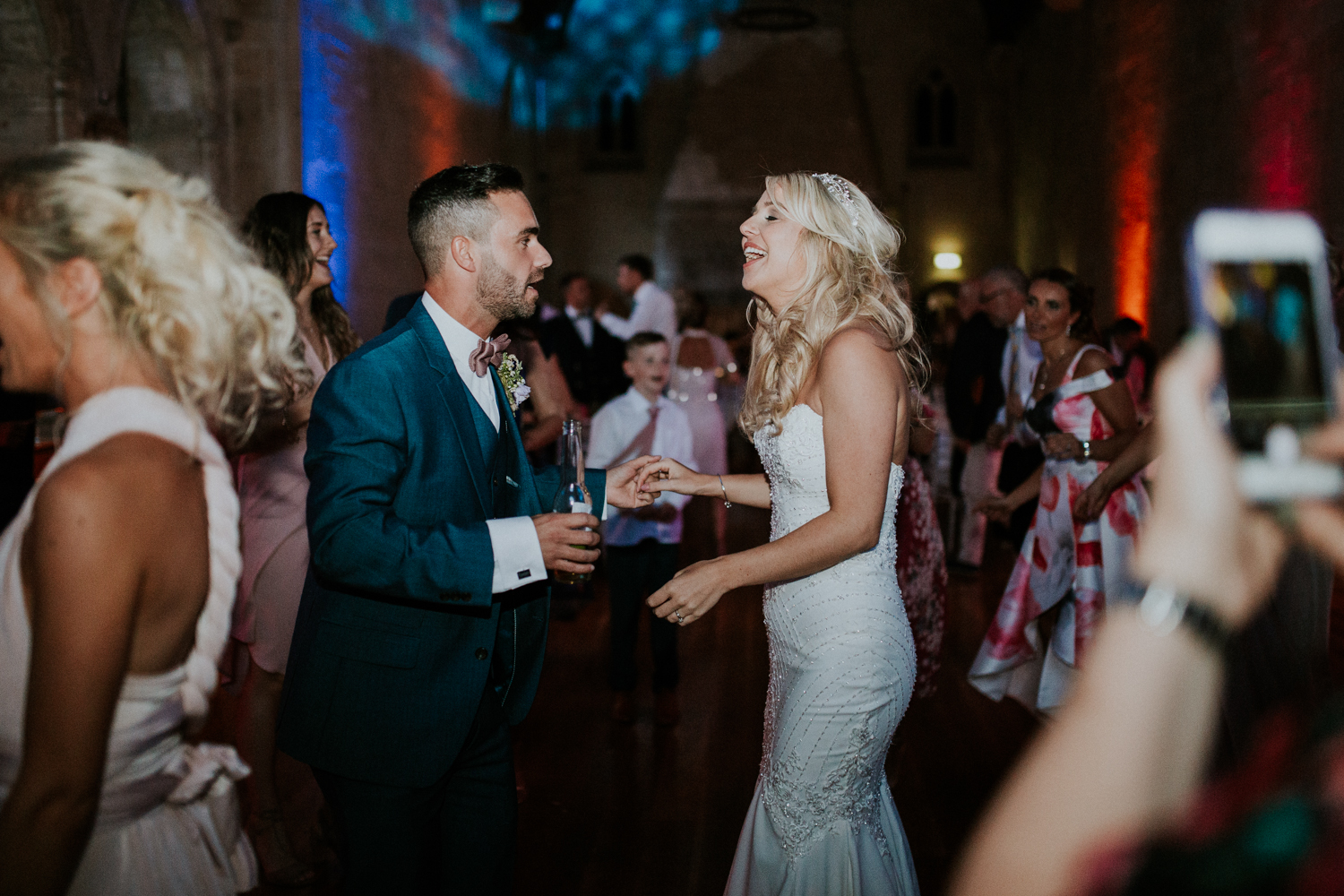 bride and groom dancing