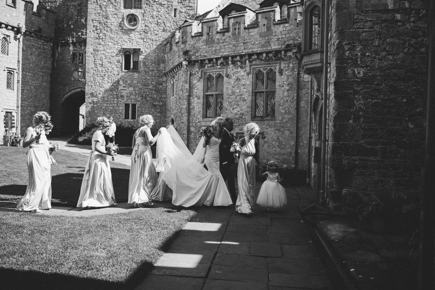 bridal party walking to the ceremony