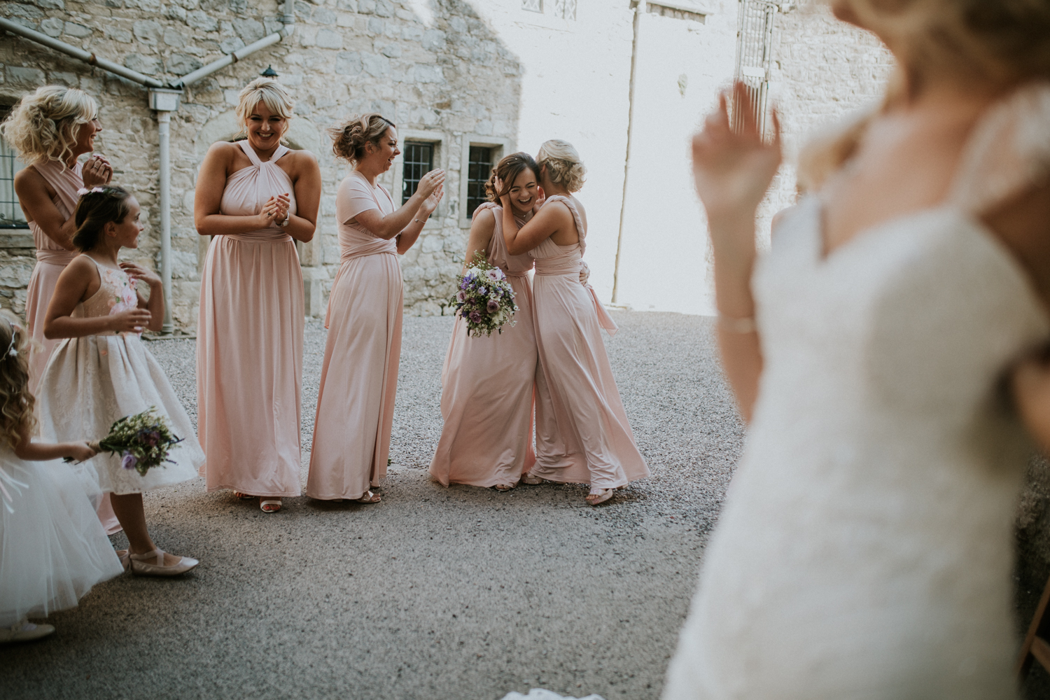 bridesmaids laughing