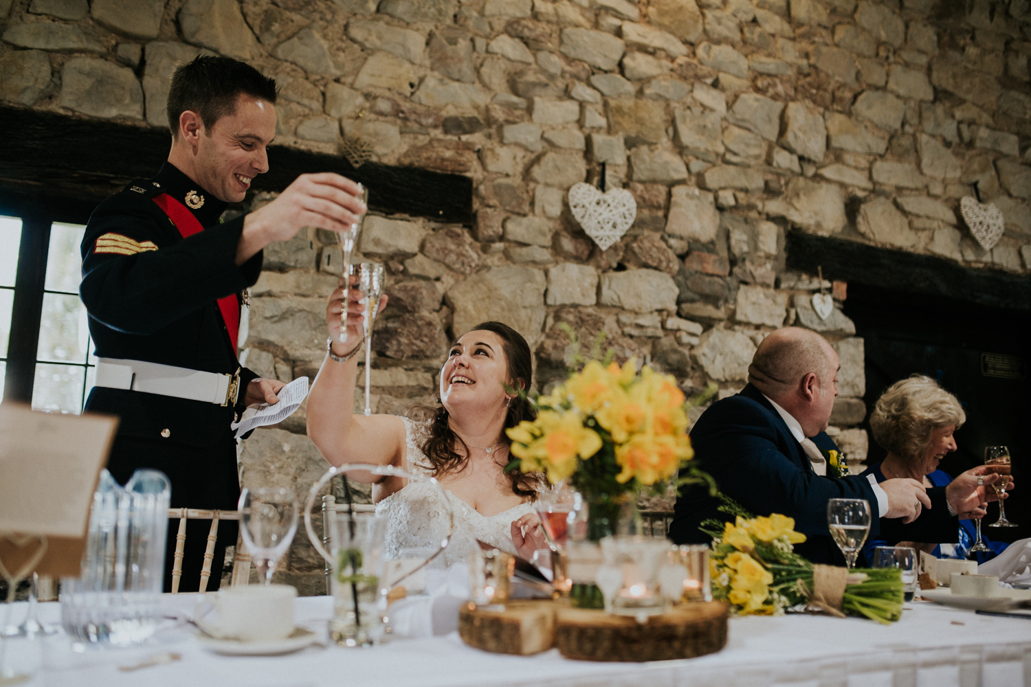 bride and groom toast