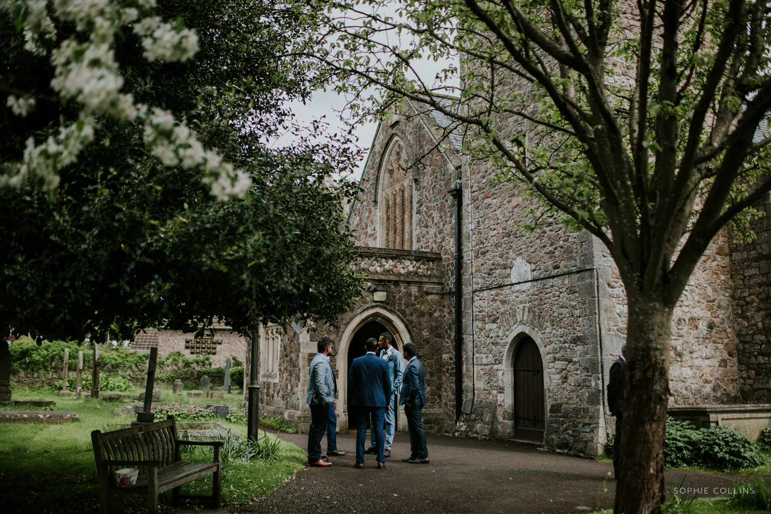 groomsmen outside church