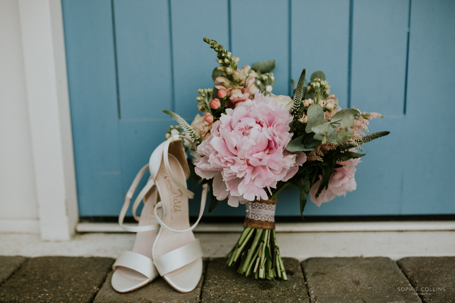 wedding shoes and flowers