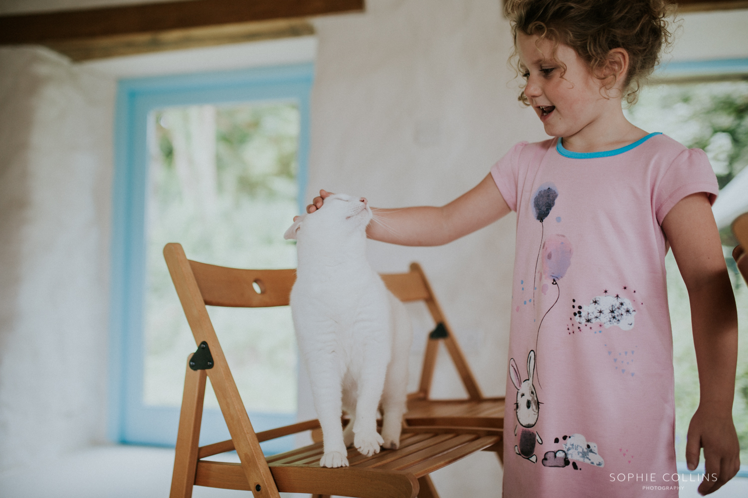 little girl and cat