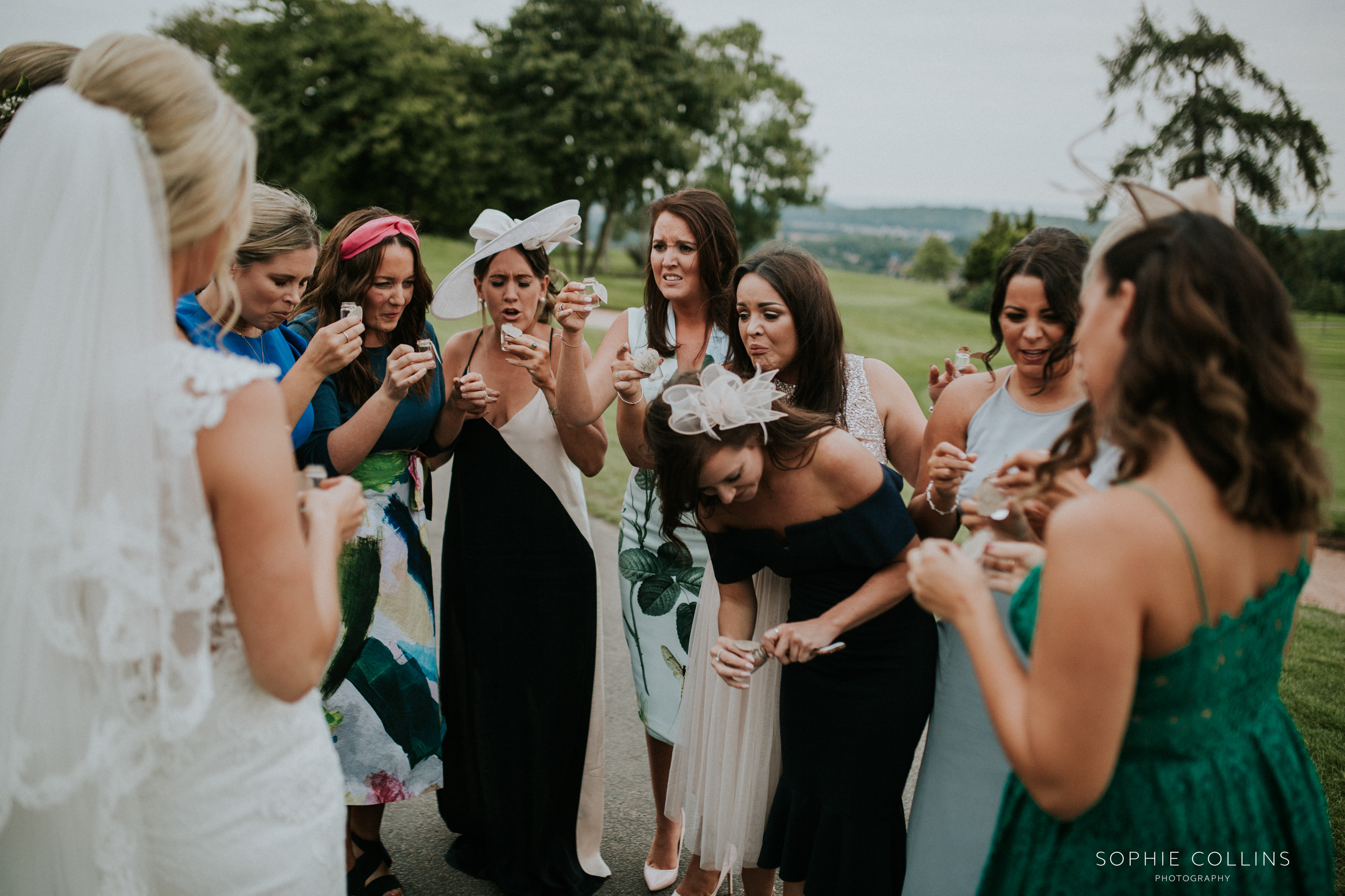 bridesmaids doing shots