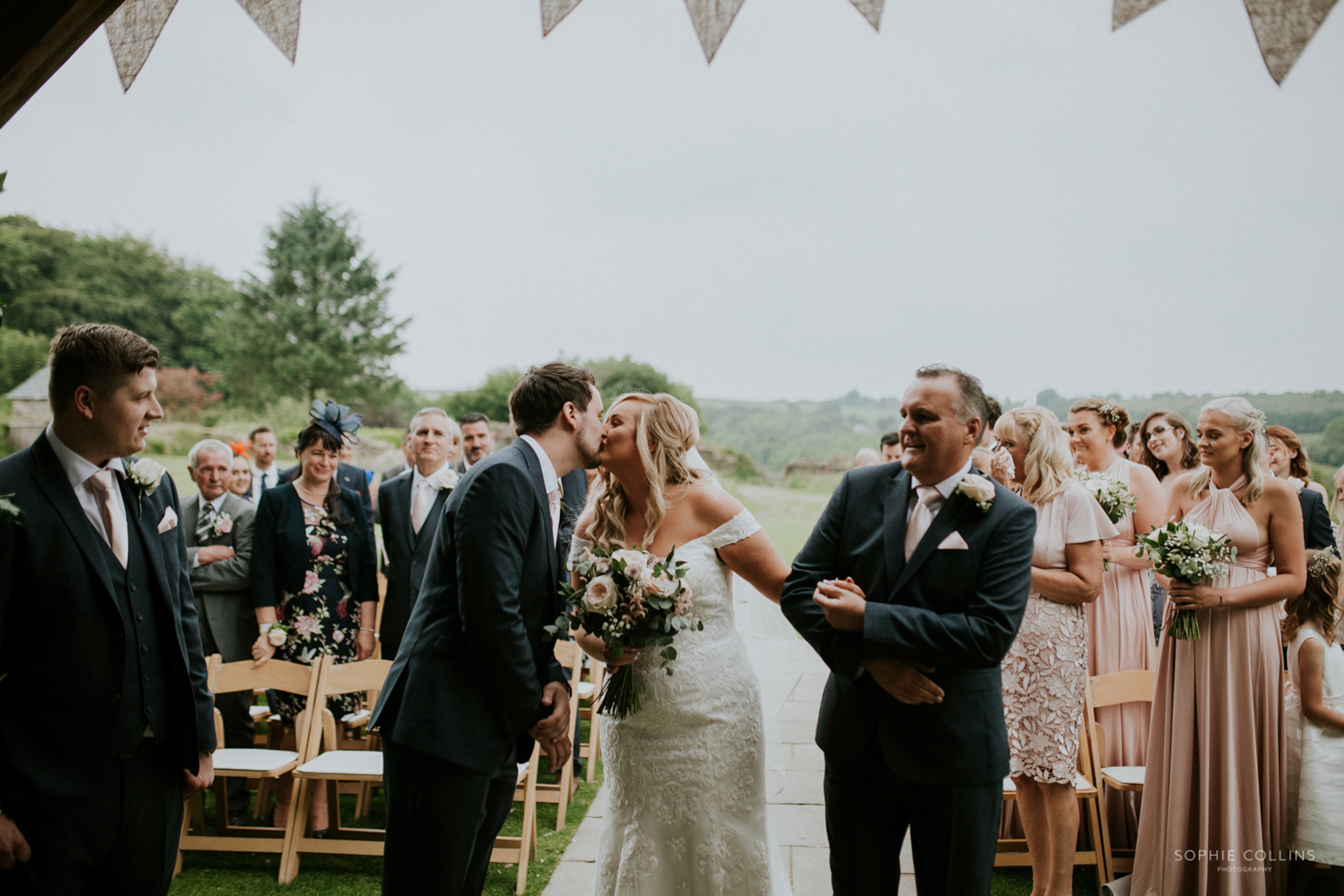 bride kissing groom