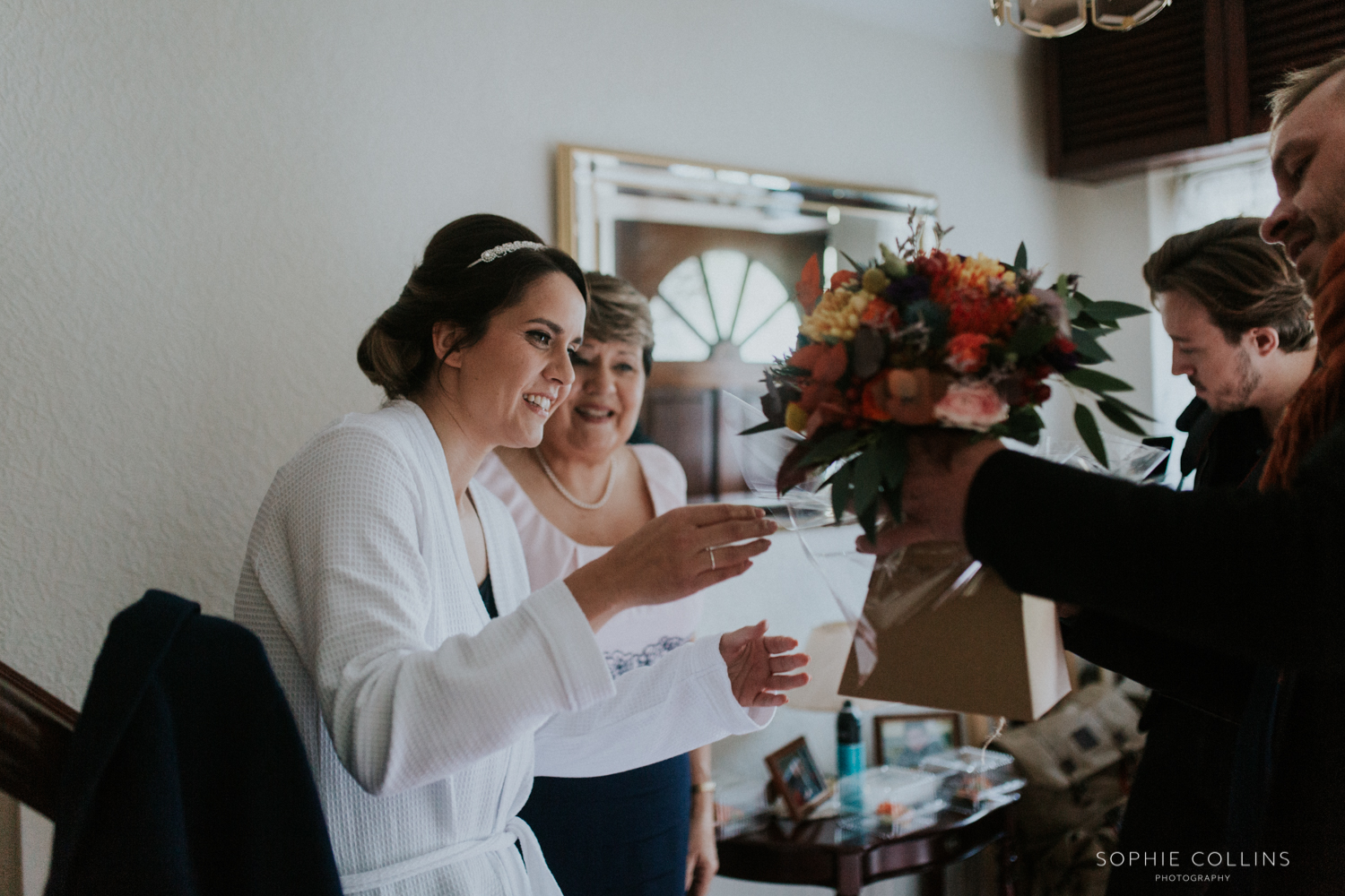 bride with flowers