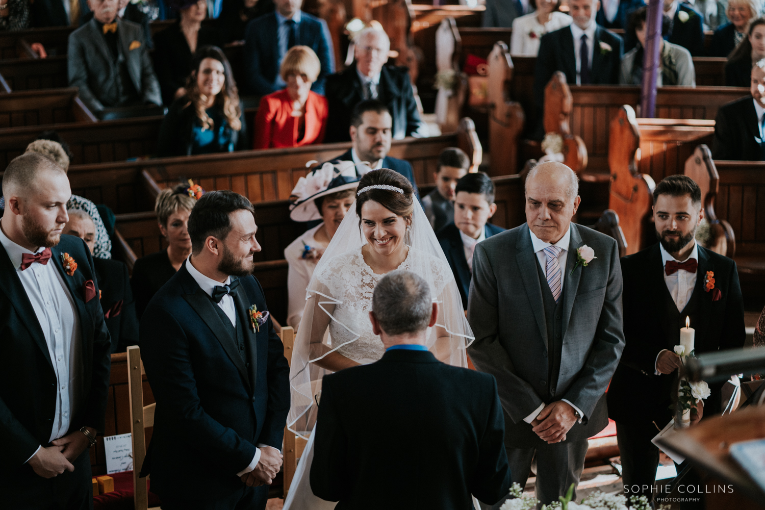 groom bride and dad