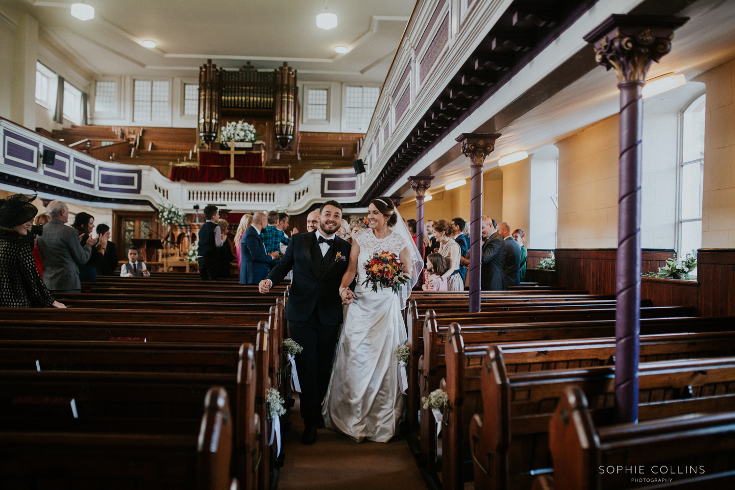 walking back down the isle