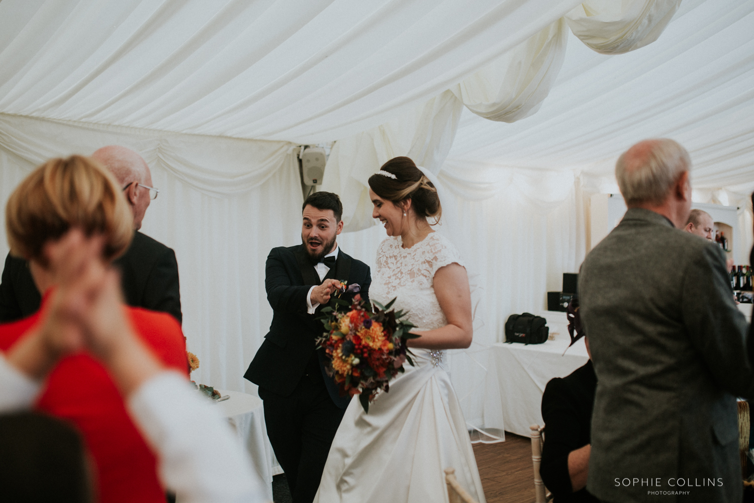 bride and groom in room