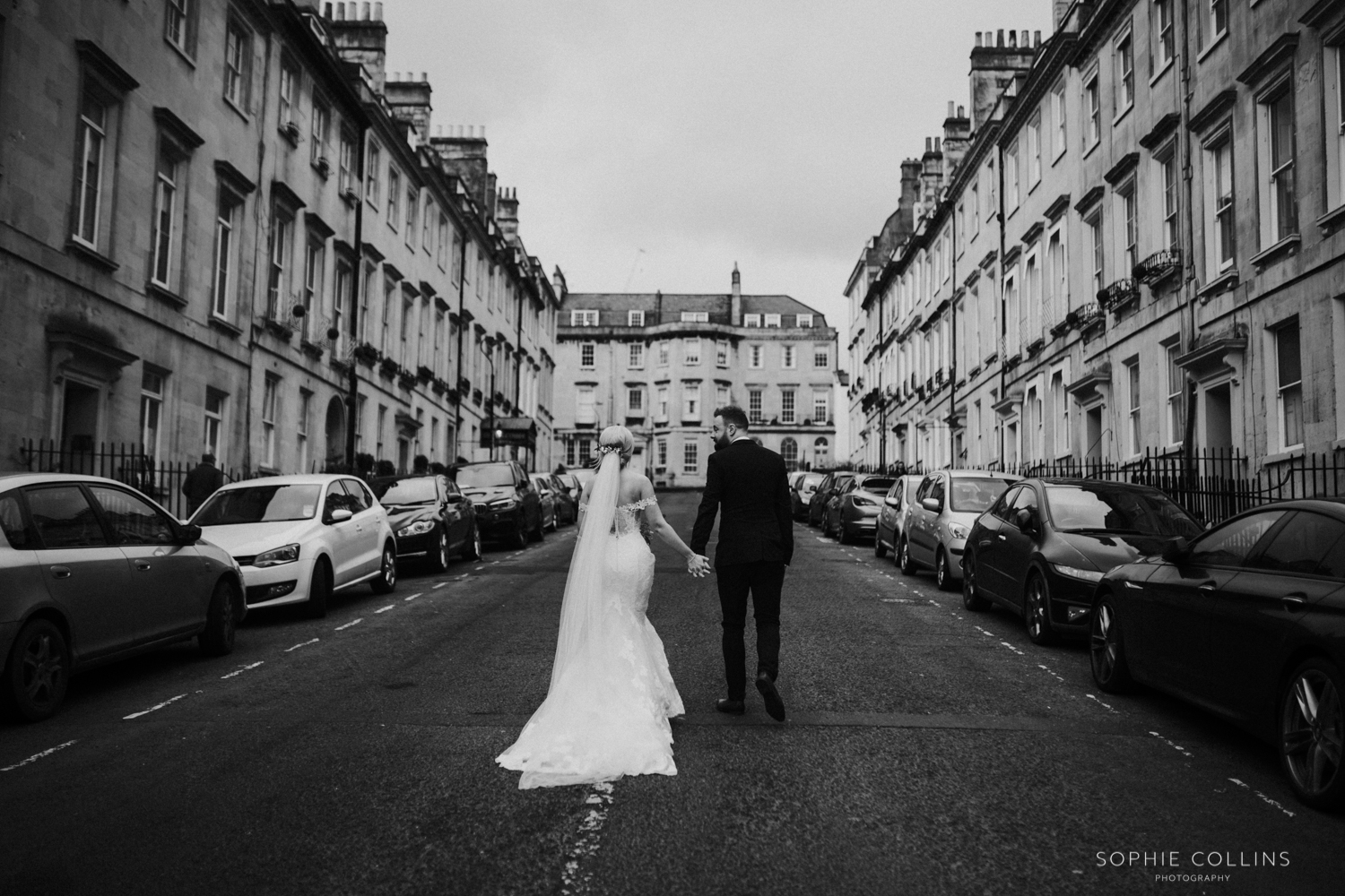 couple walking through bath