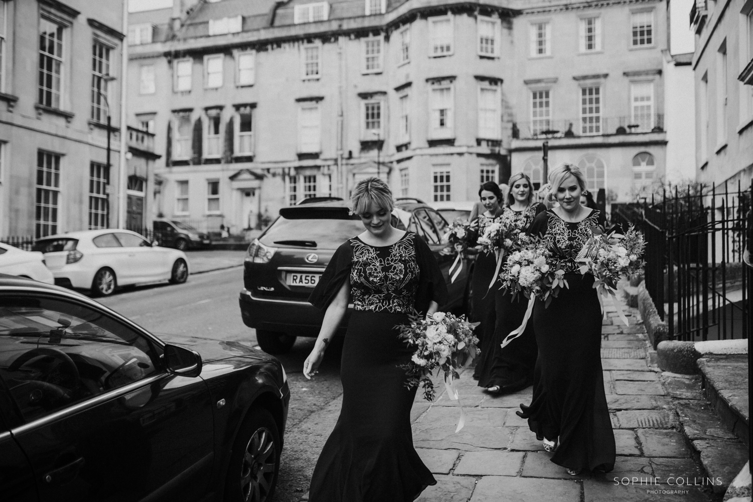 bridesmaids walking 