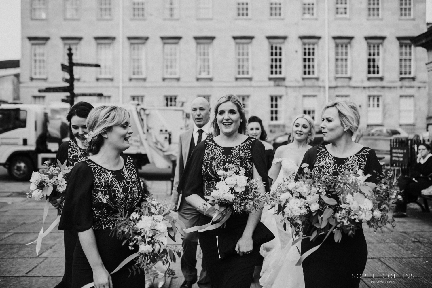 bridesmaids laughing