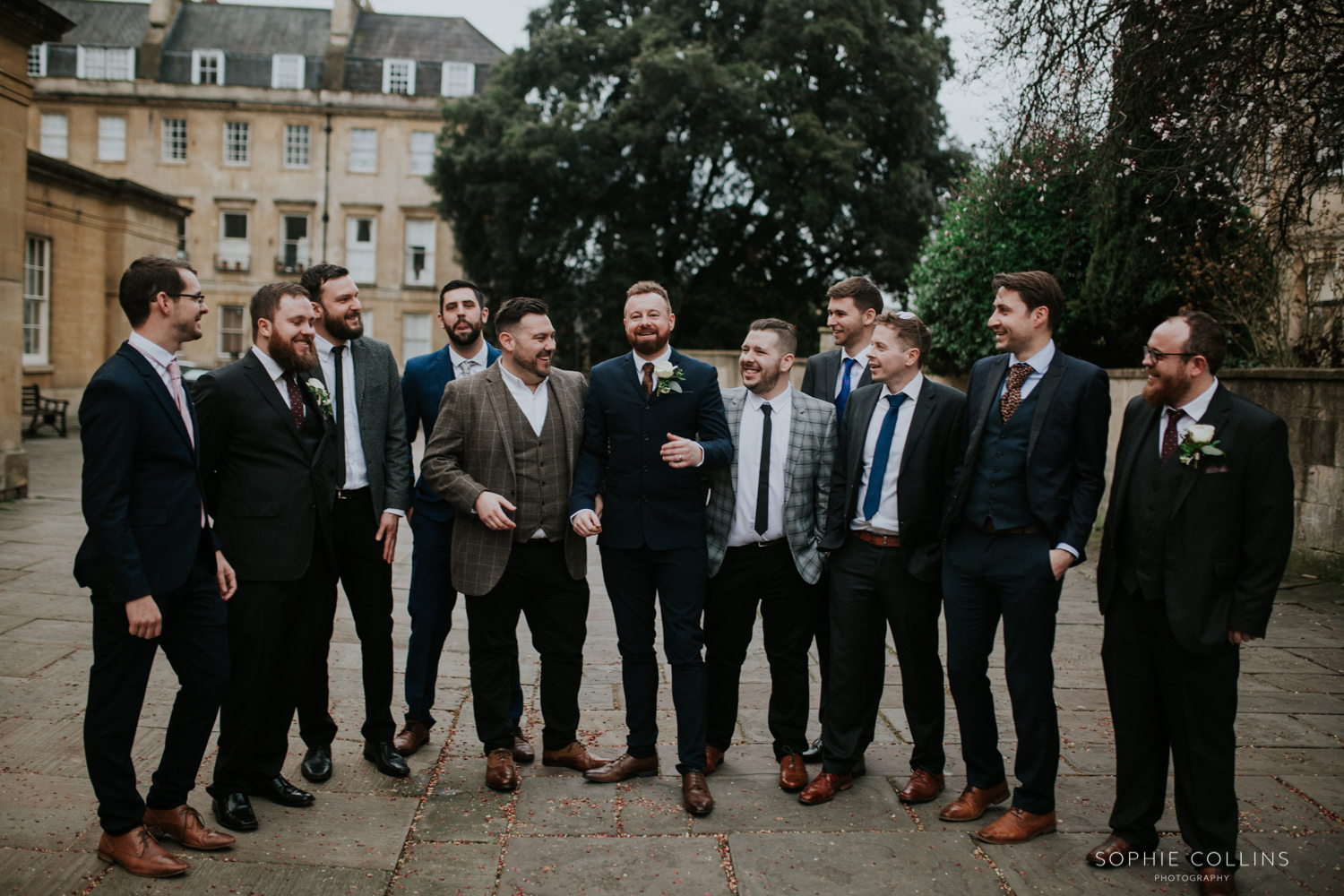 groomsmen laughing