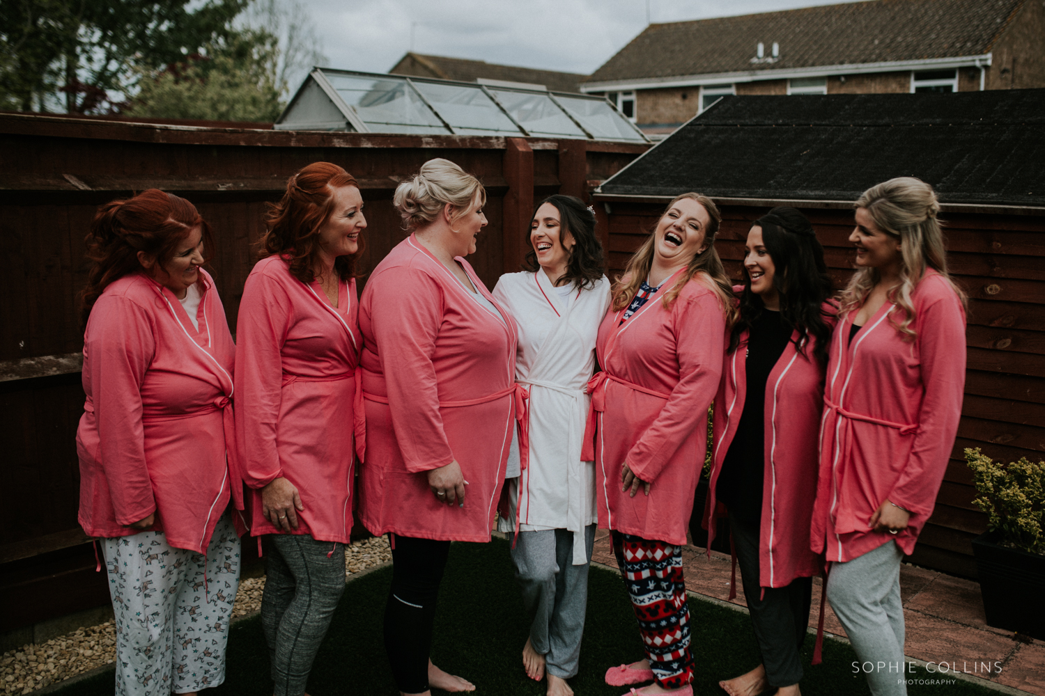 bridesmaids laughing 