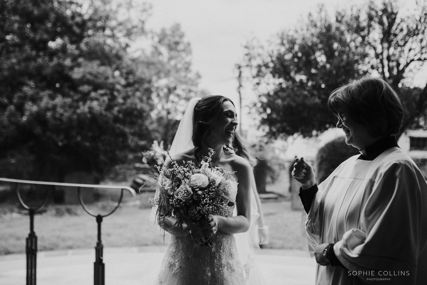 bride outside the church 