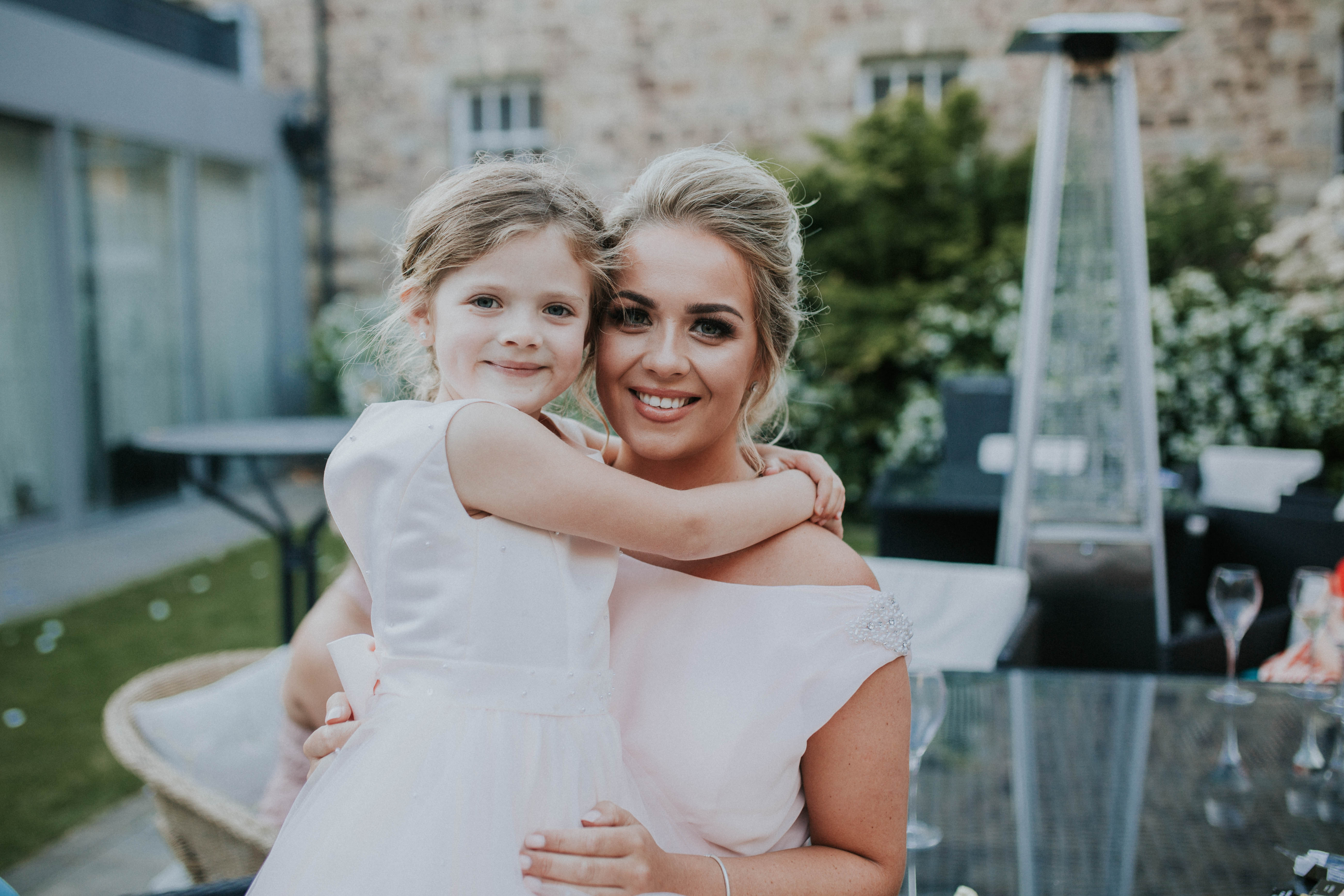 bridesmaid and flower girl