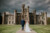 bride and groom outside the castle