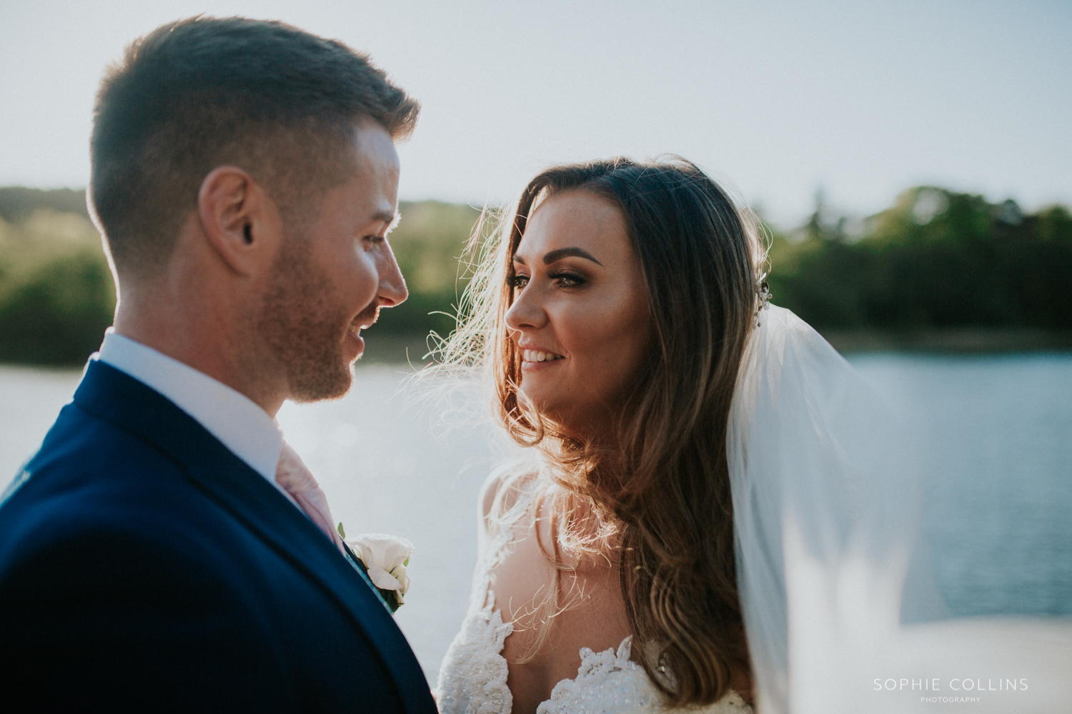 bride looking at the groom 