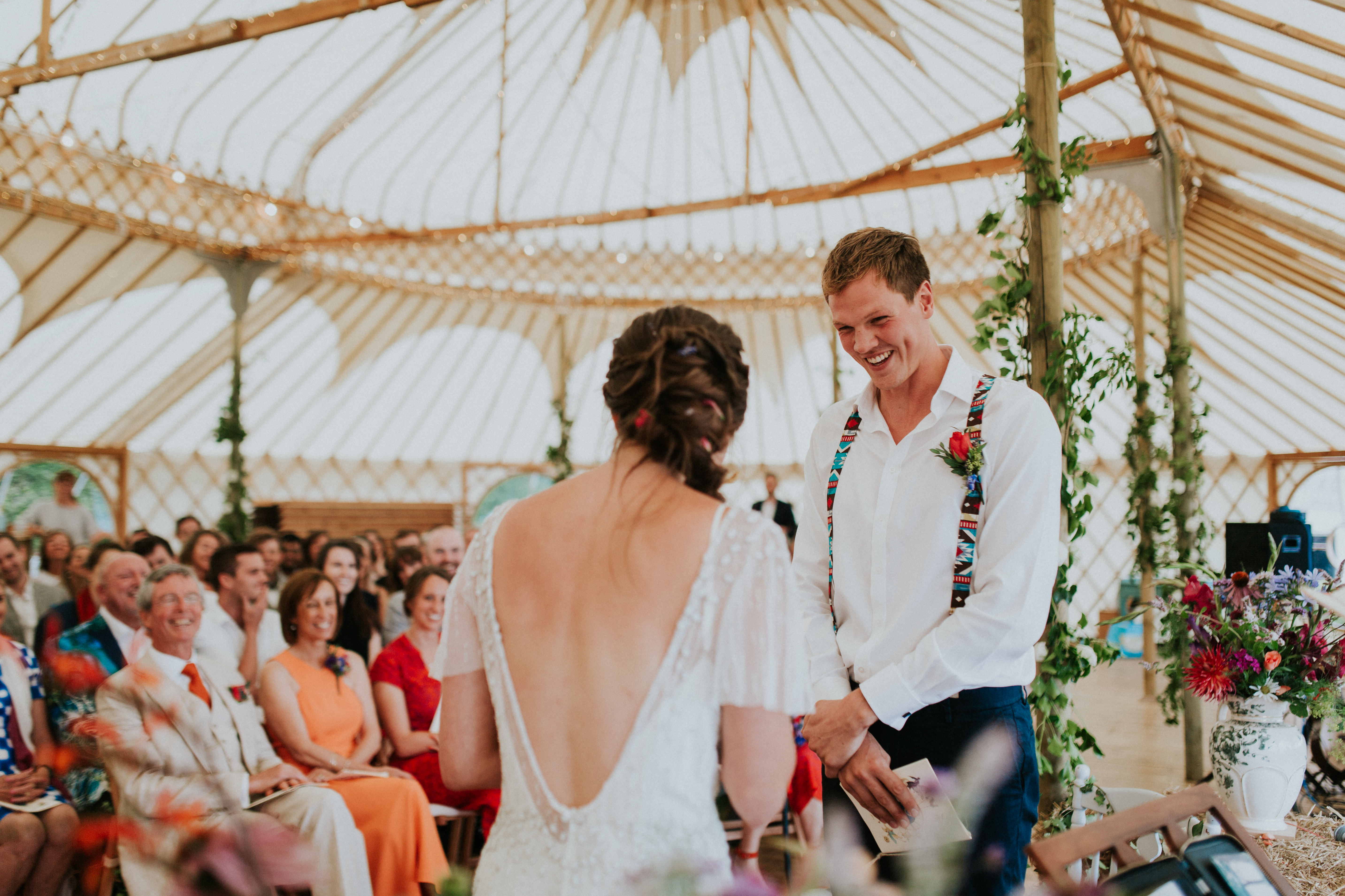 bride and groom in ceremony 