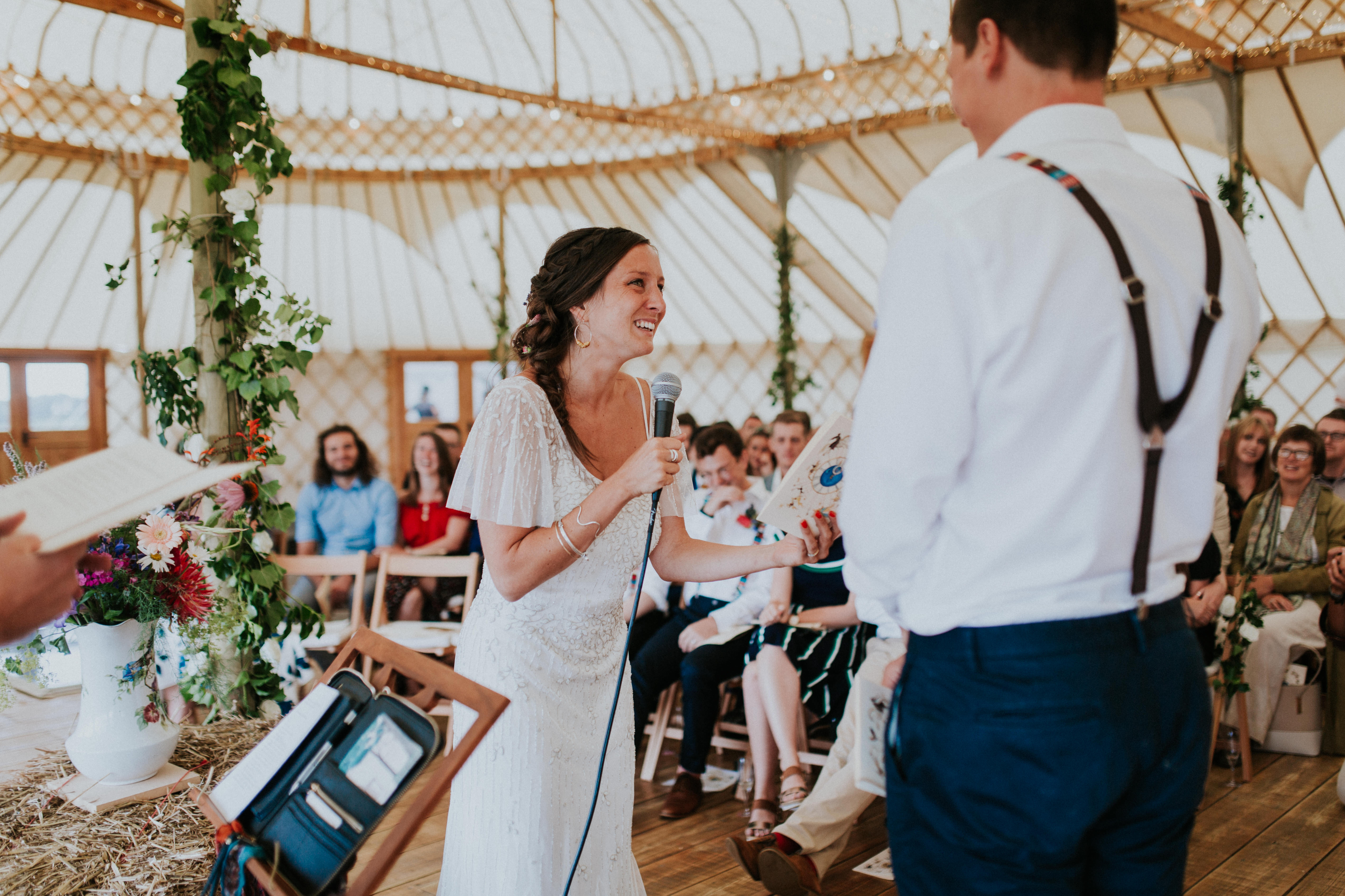 bride and groom in ceremony 