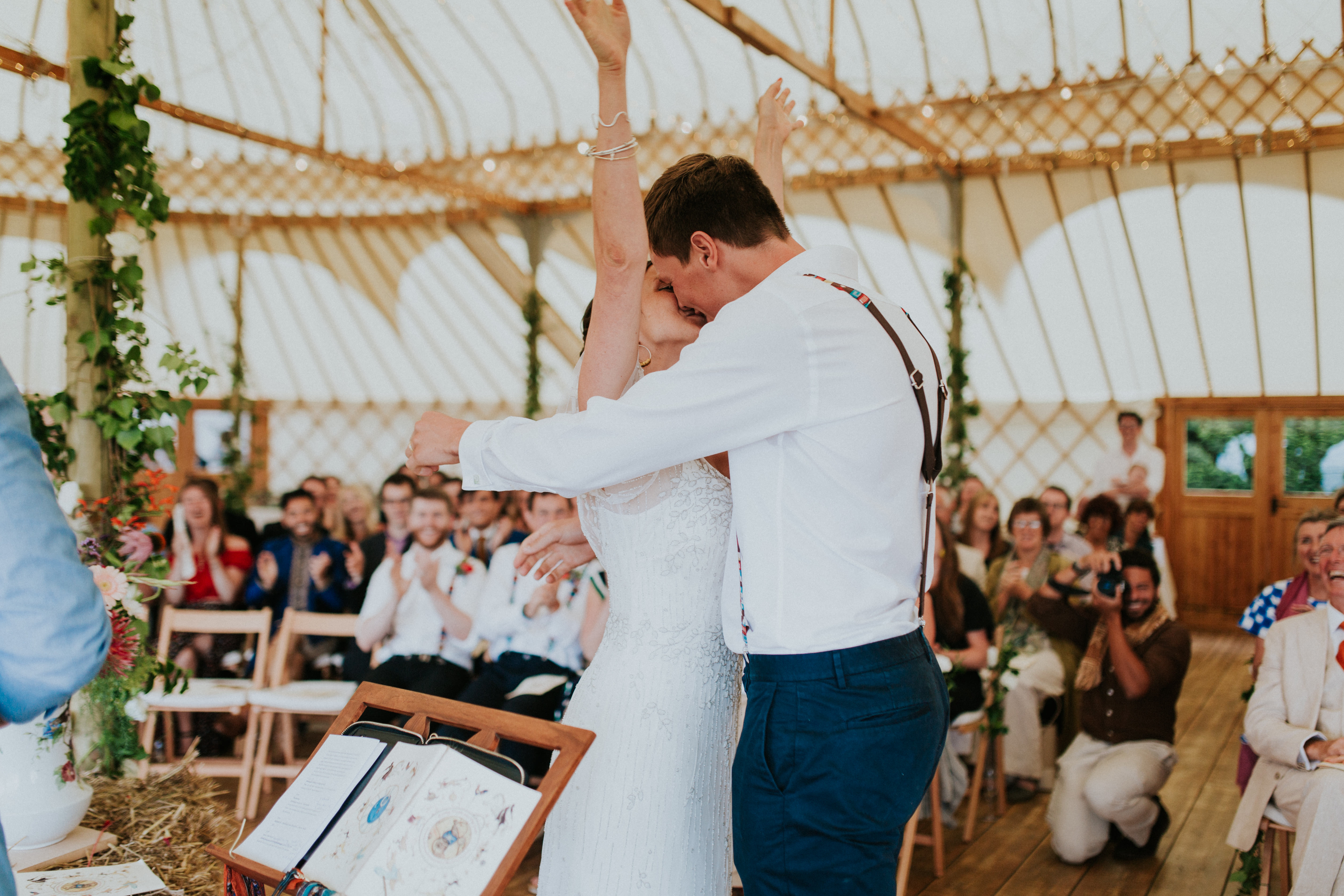 bride and groom in ceremony 