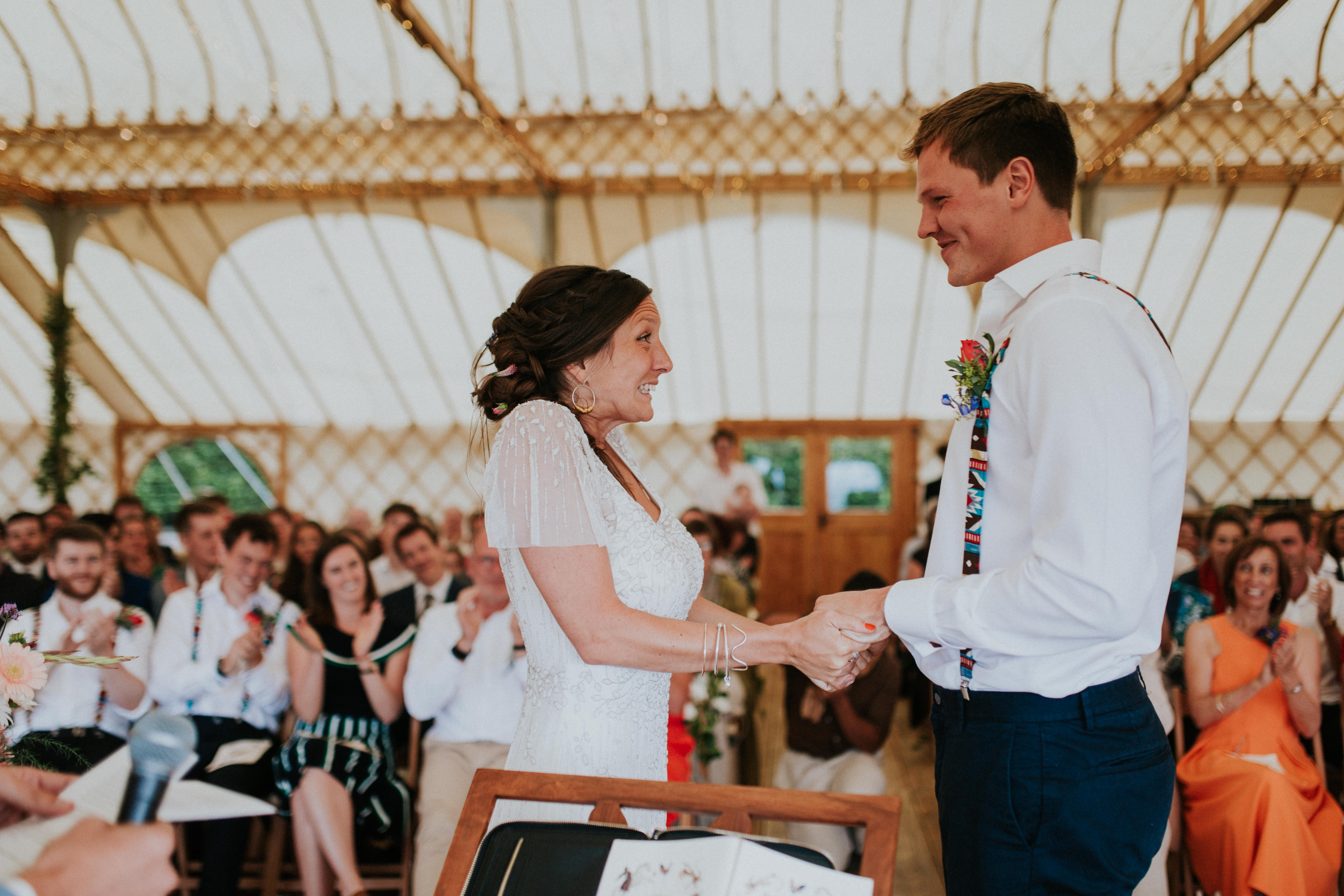 bride and groom in ceremony 