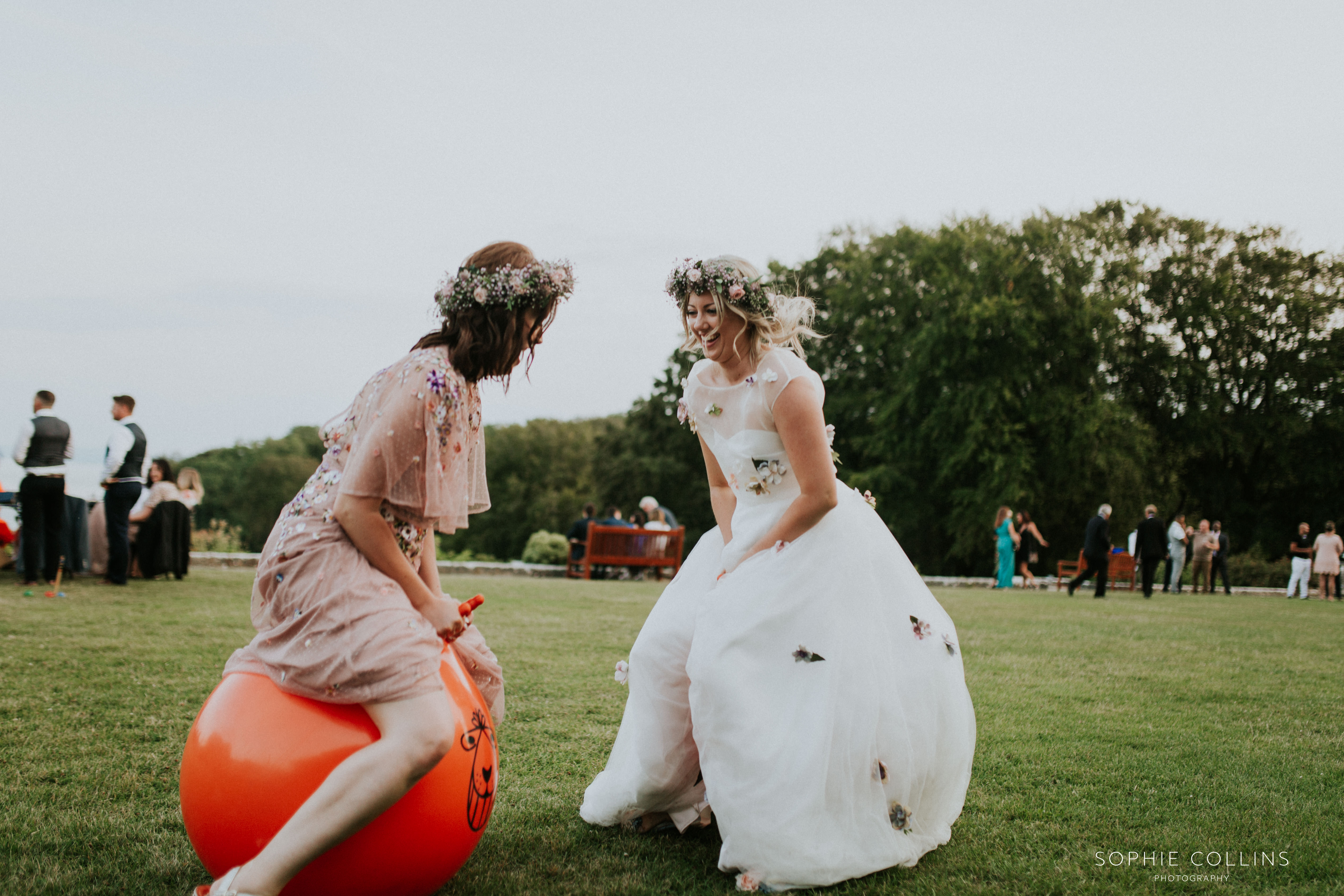 bride on space hopper 