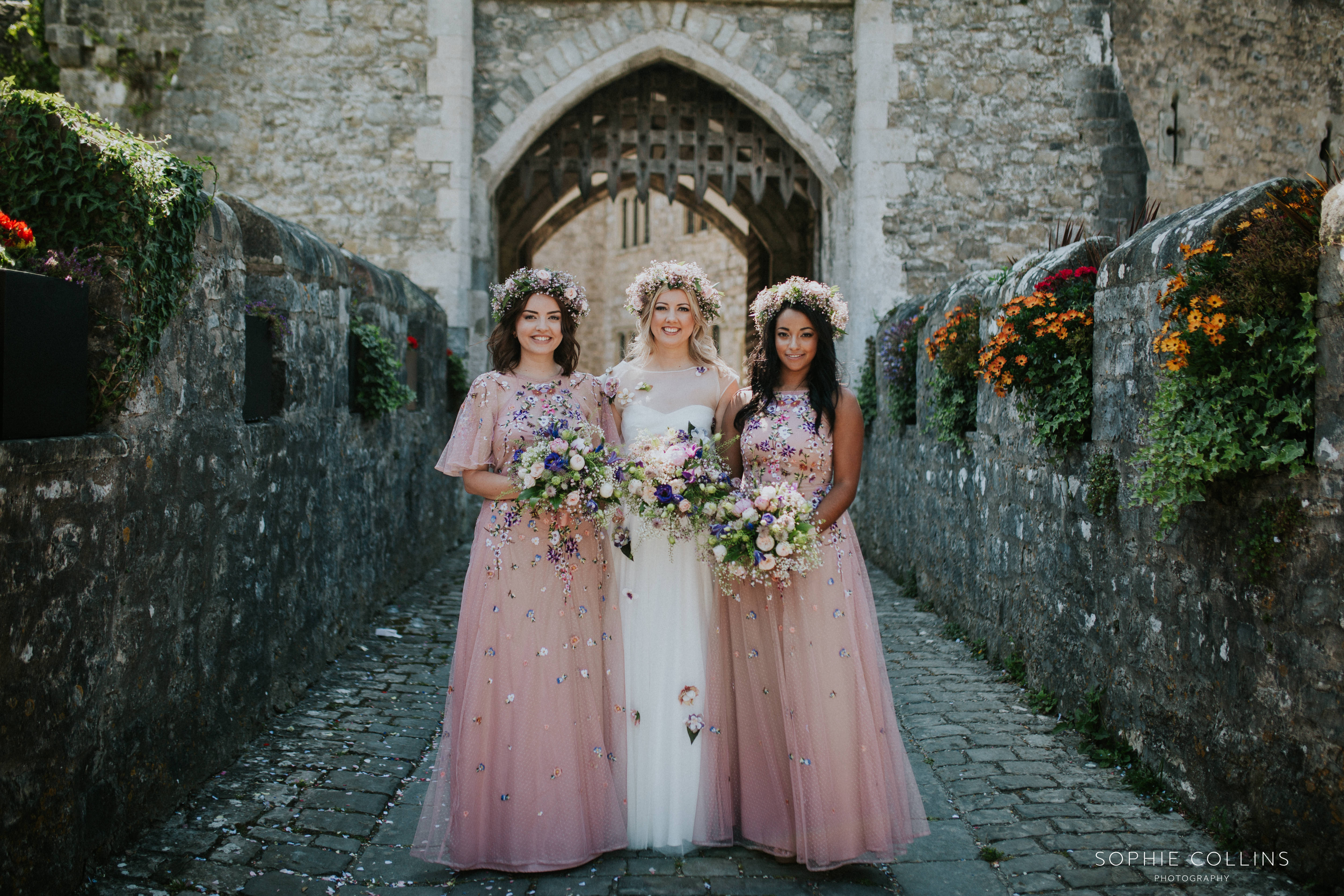 bridesmaids and bride 