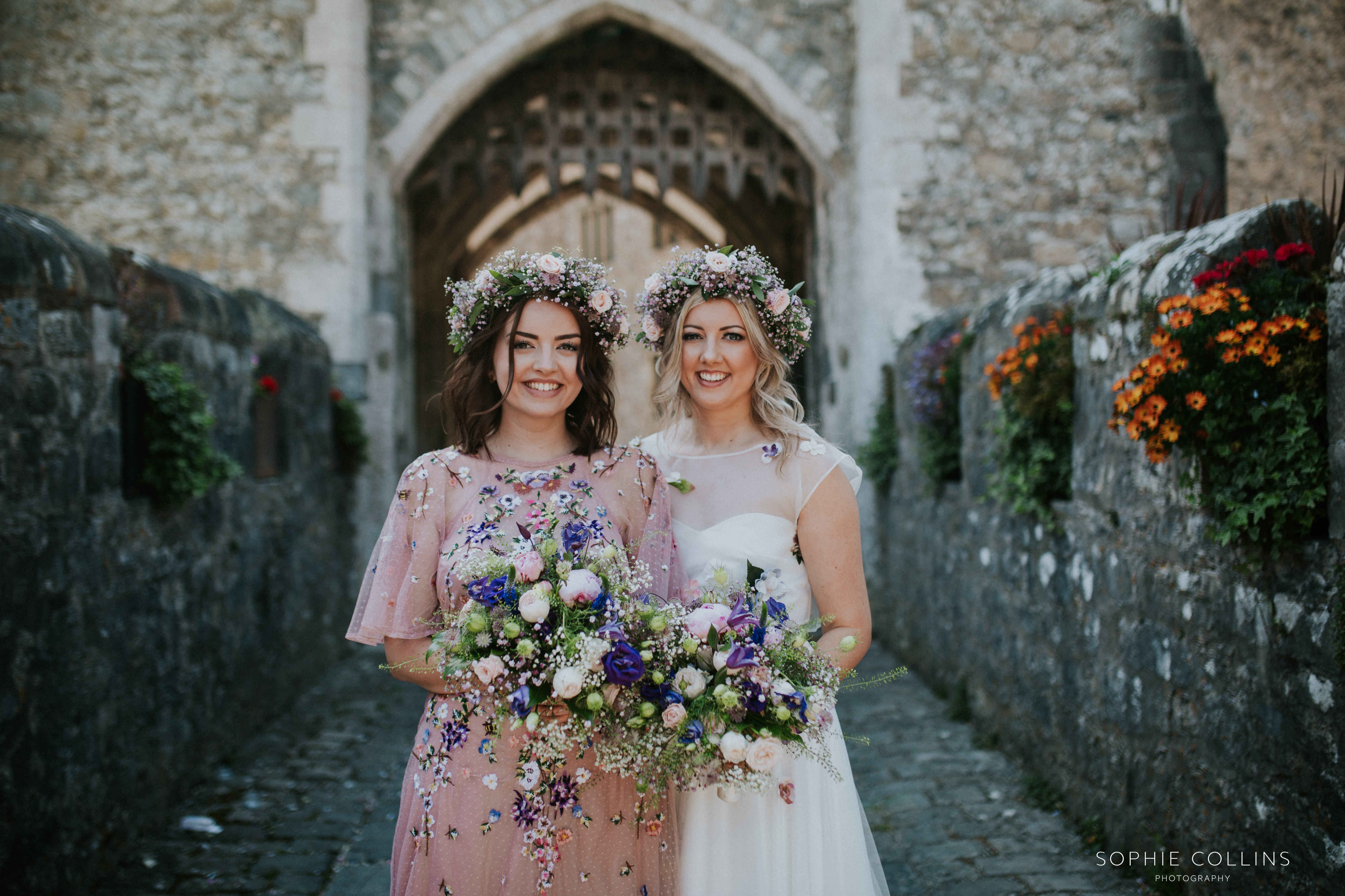 bridesmaid and bride 