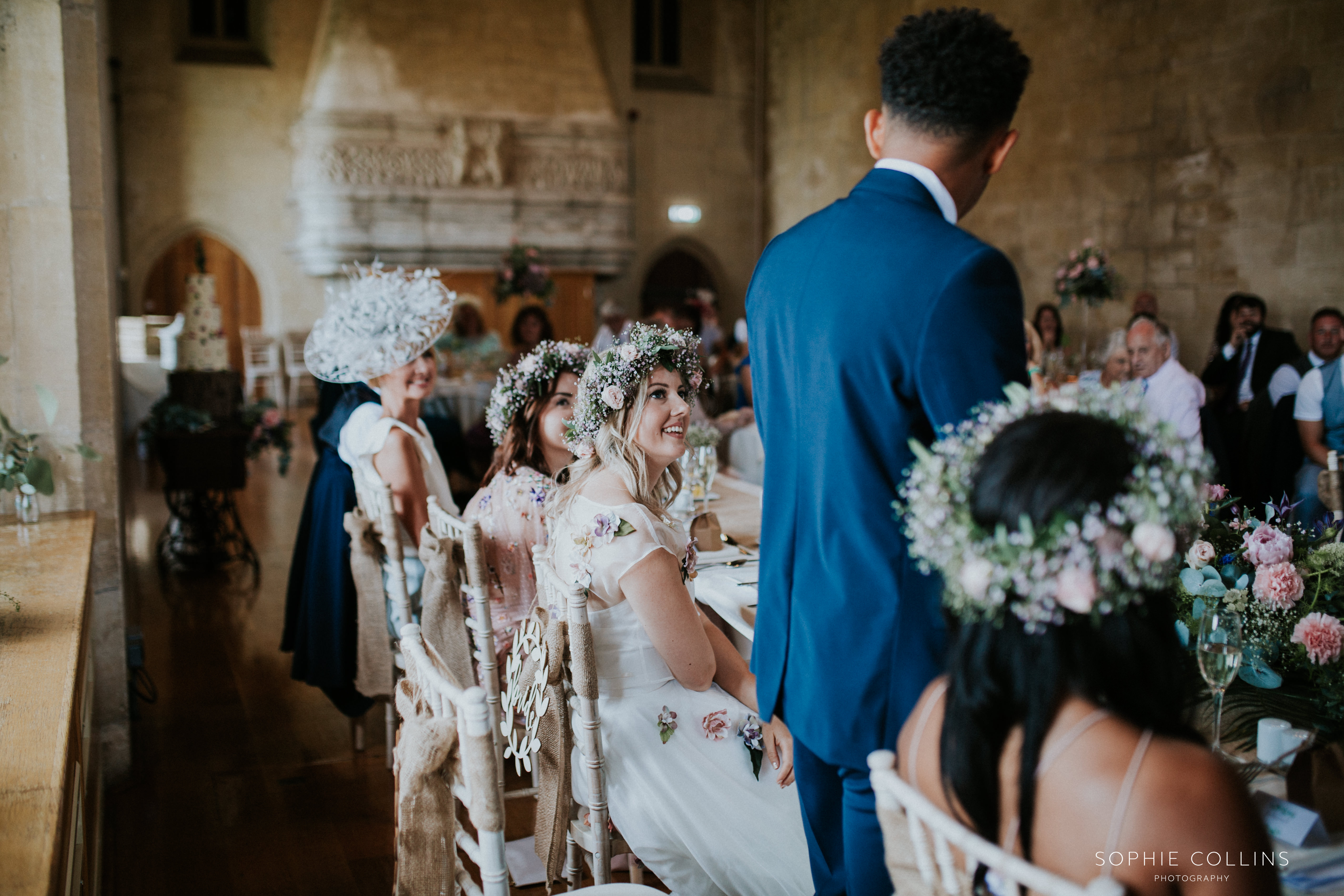 bride smiling at the groom 