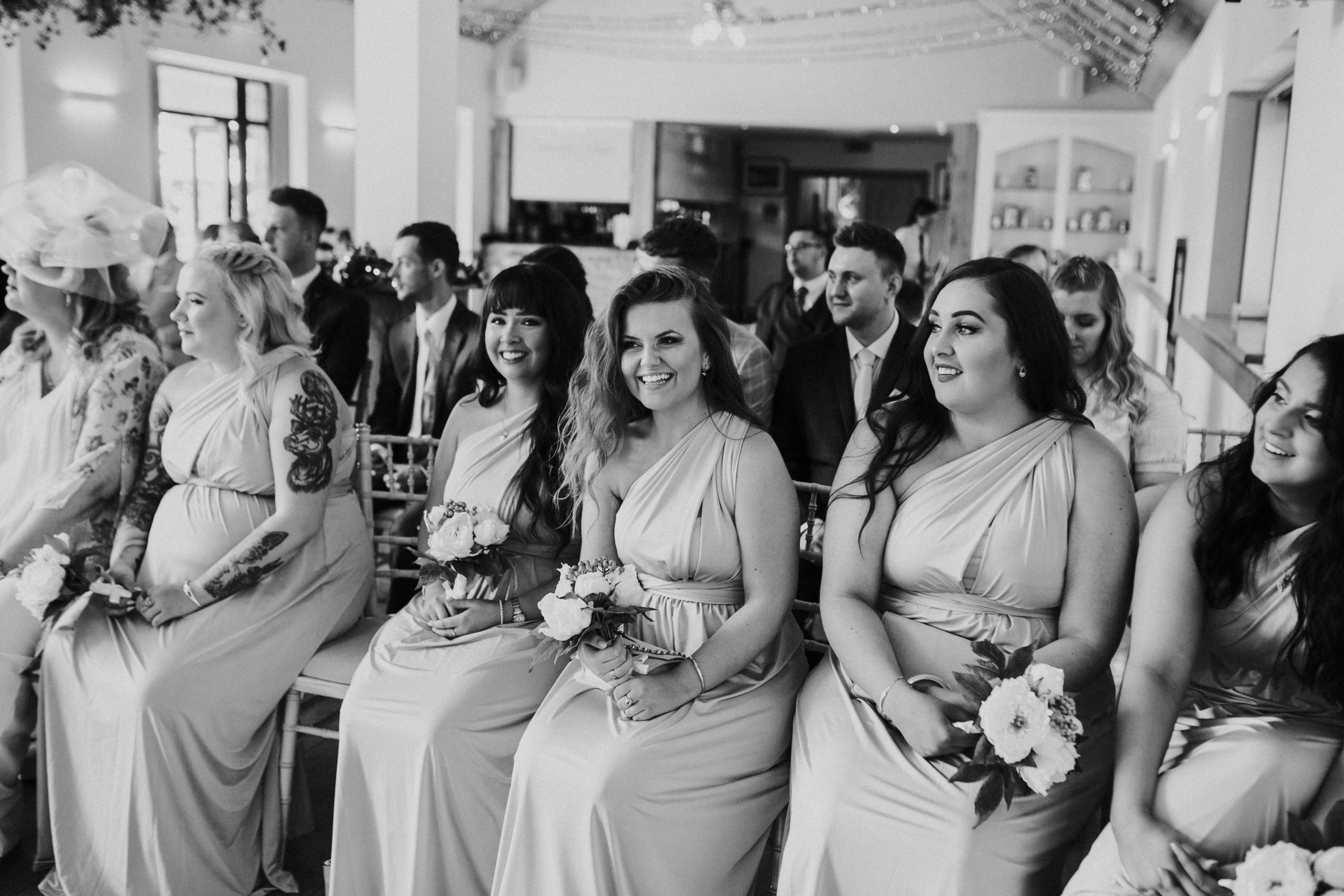 bridesmaids smiling