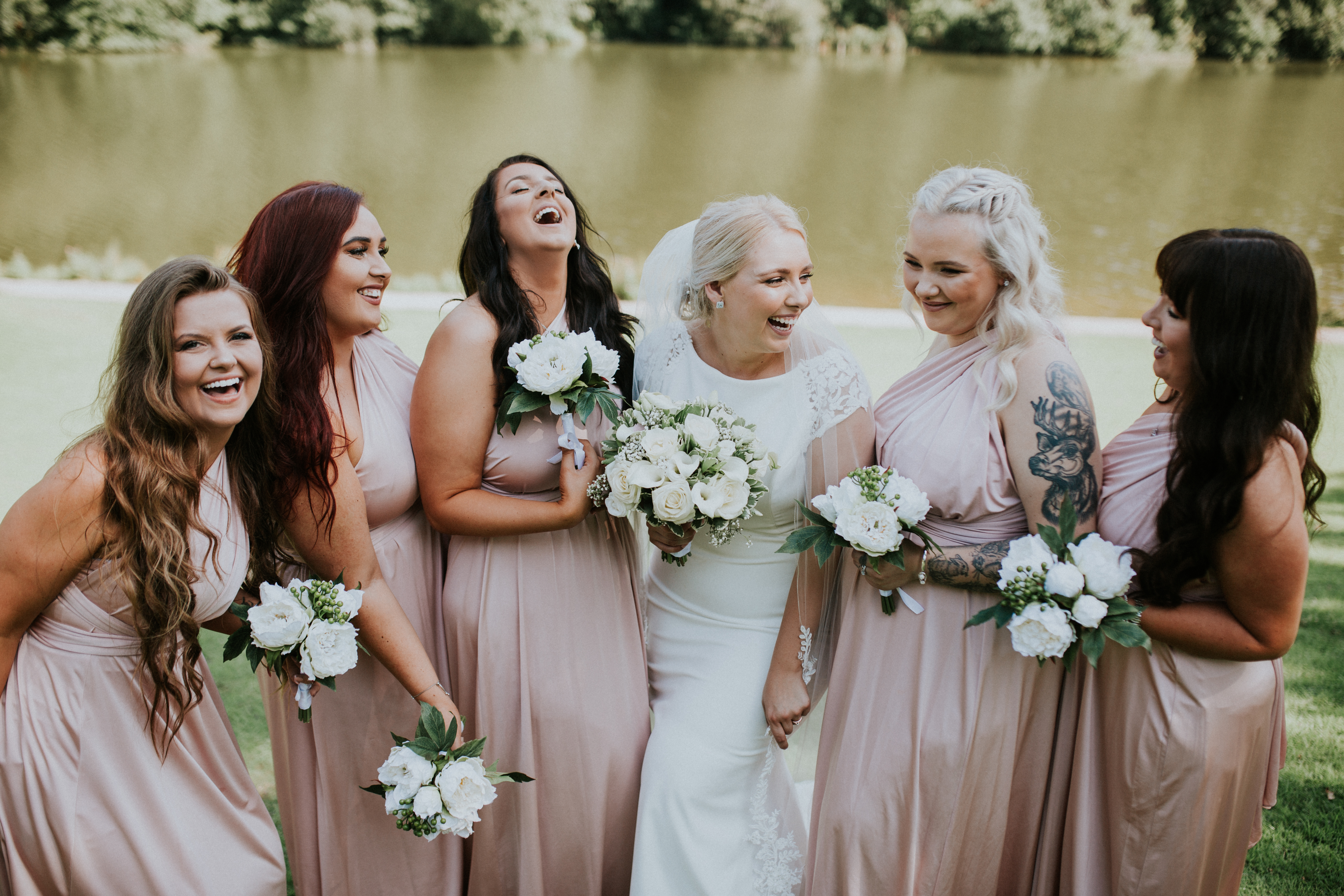 bridesmaids laughing