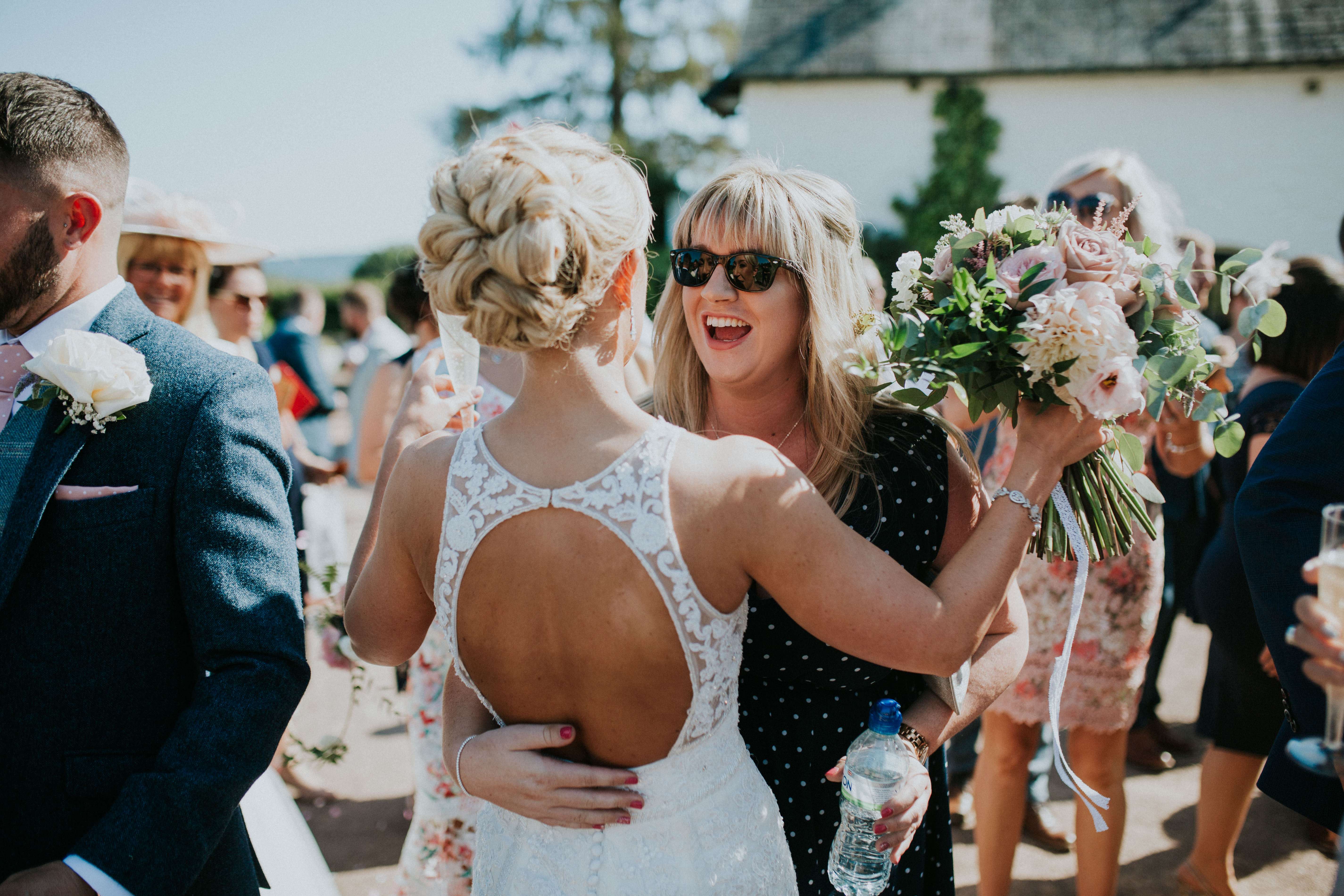 wedding guests smiling 